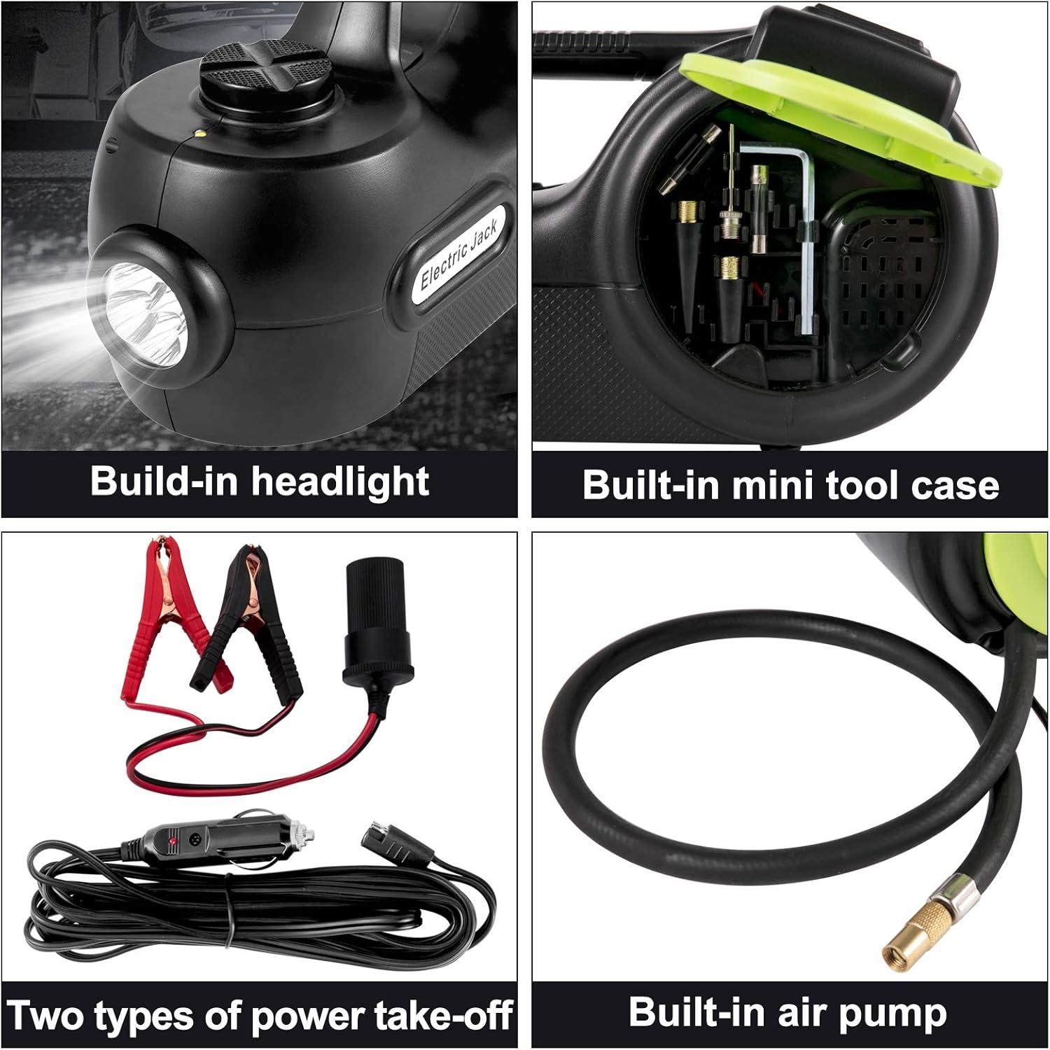 image:imageVEVOR Electric Car Jack 5 Ton11023 LBS Hydraulic Jack Lift with Builtin Inflatable Pump and LED Light5T with Wrench