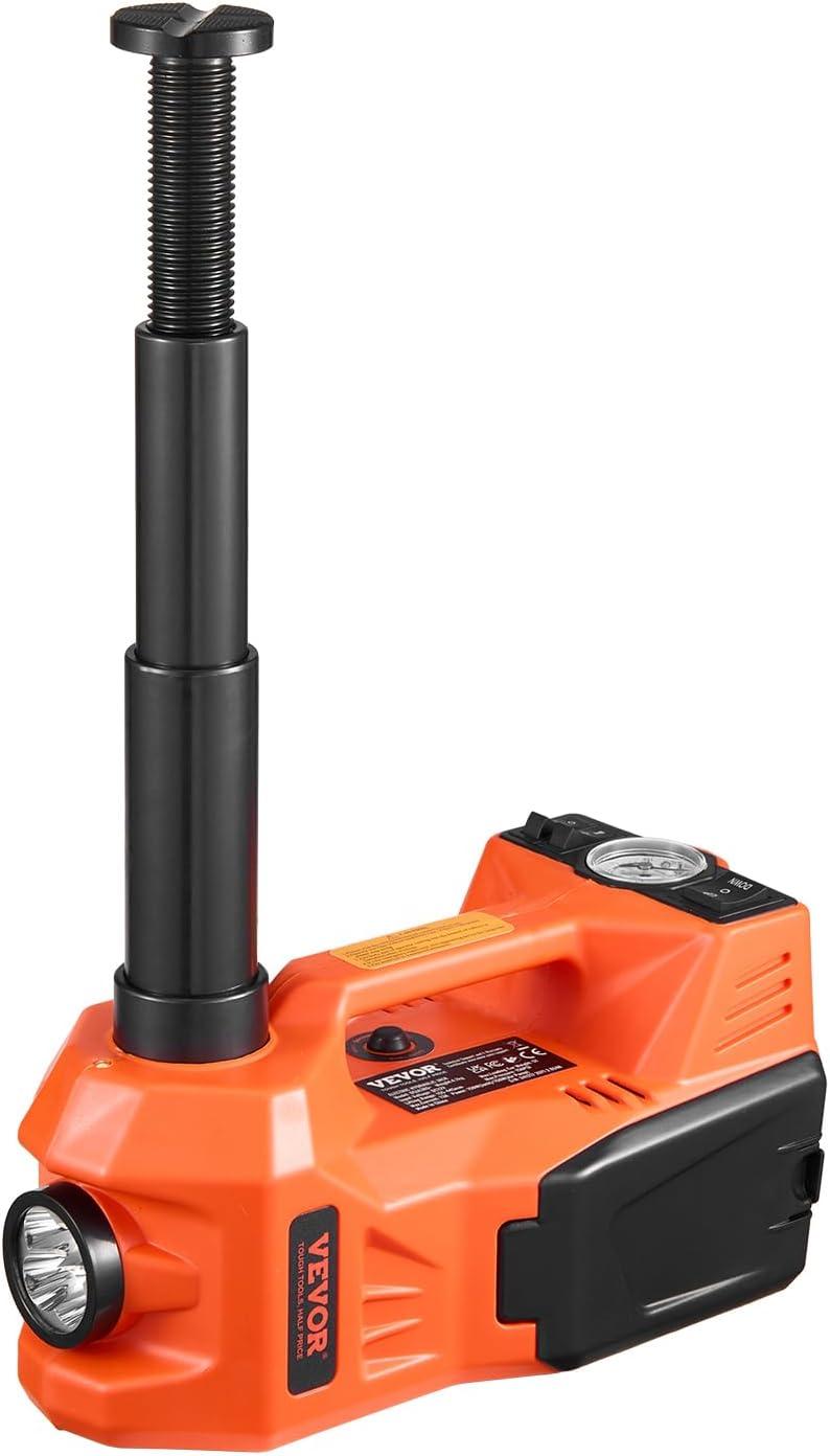 image:imageVEVOR Electric Car Jack 5 Tons 11000 lbs Electric Scissor Jack with BuiltIn Inflator 12V Adjustable Tire Change Replacement with Secure Hammer amp LED Light Portable Jack kit for Sedan SUV TruckWithout Electric Impact Wrench