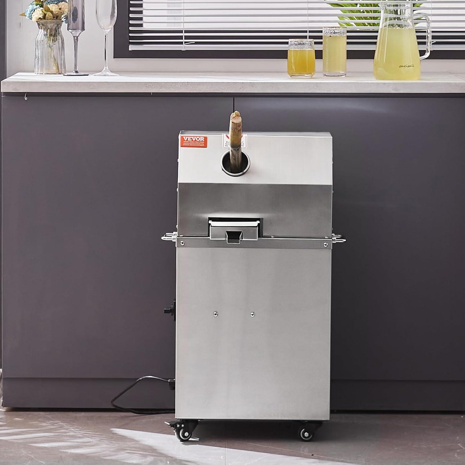 image:imageVEVOR Electric Sugar Cane Juicer 800W Sugarcane Juicer Machine with 661LBSH High Output 4 Stainless Steel Roller Auto Roller Pressure Adjustment Sugarcane Juice Press Extractor for HomeCommercial800W 3 Rollers