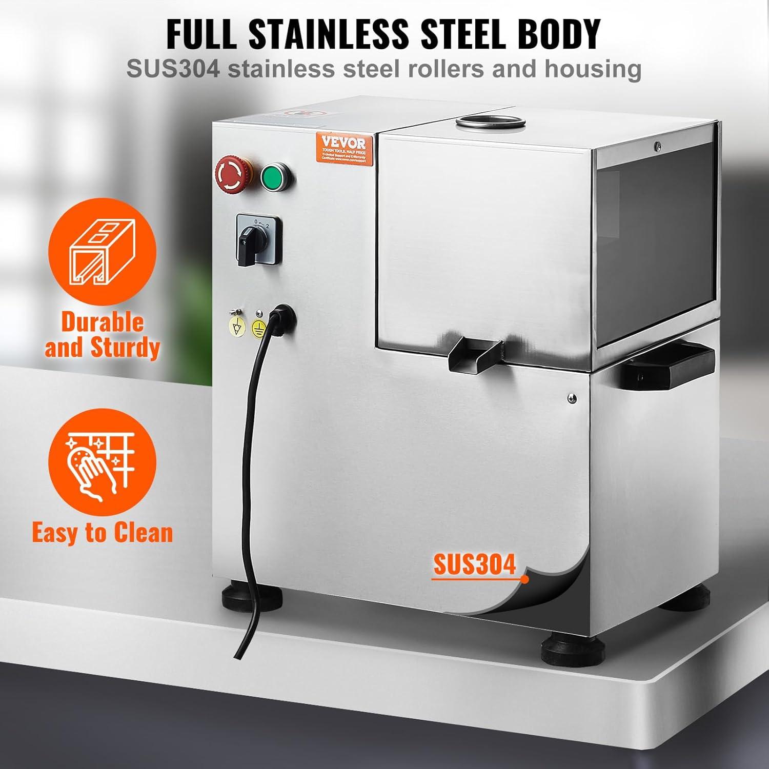 image:imageVEVOR Electric Sugar Cane Juicer 800W Sugarcane Juicer Machine with 661LBSH High Output 4 Stainless Steel Roller Auto Roller Pressure Adjustment Sugarcane Juice Press Extractor for HomeCommercial800W 4 Rollers