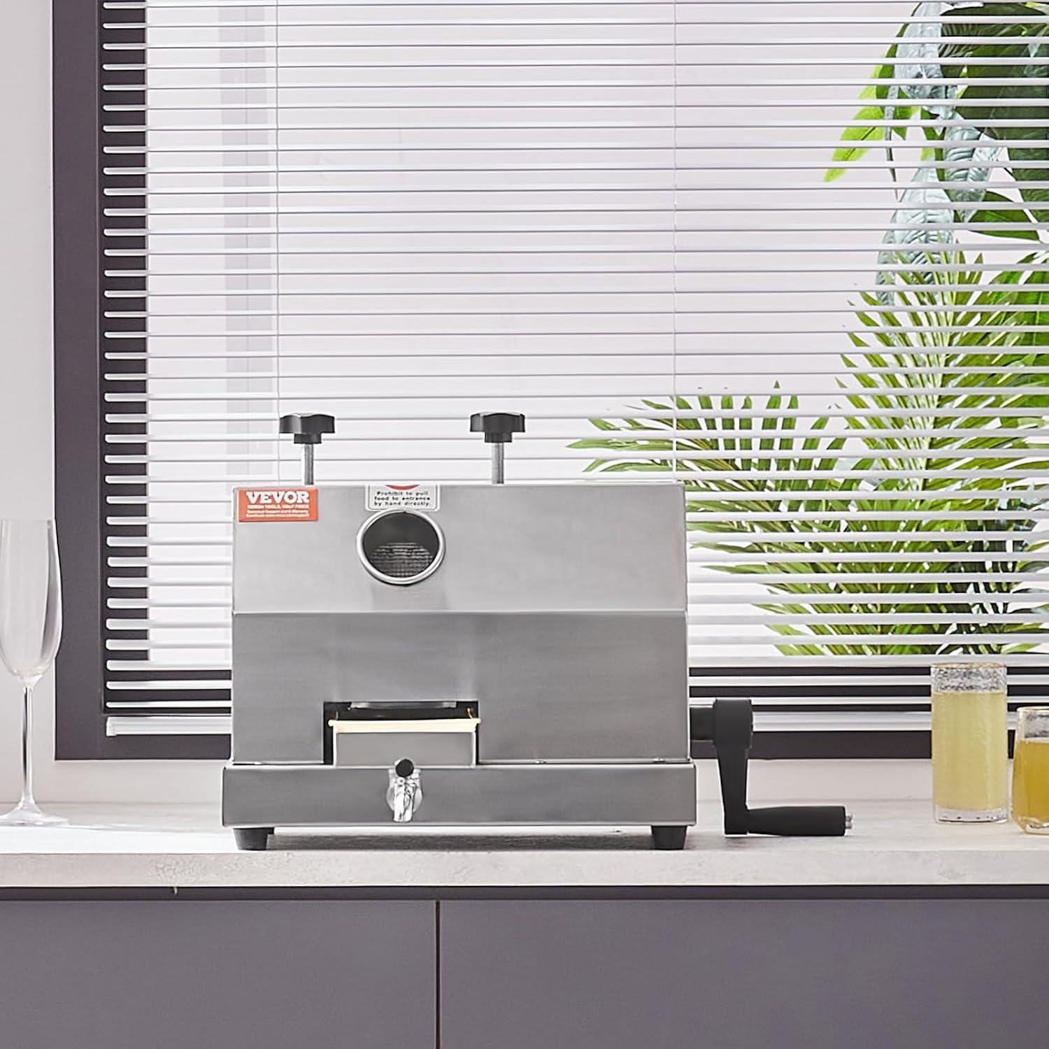 image:imageVEVOR Electric Sugar Cane Juicer 800W Sugarcane Juicer Machine with 661LBSH High Output 4 Stainless Steel Roller Auto Roller Pressure Adjustment Sugarcane Juice Press Extractor for HomeCommercial3 Rollers Manual