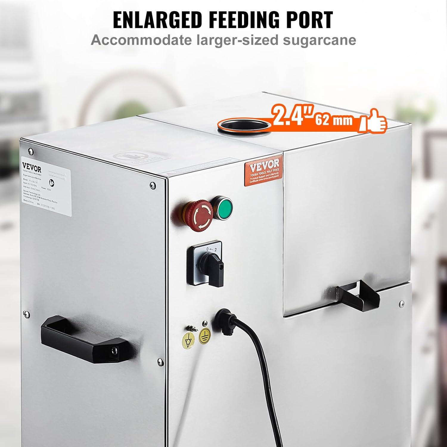 image:imageVEVOR Electric Sugar Cane Juicer 800W Sugarcane Juicer Machine with 661LBSH High Output 4 Stainless Steel Roller Auto Roller Pressure Adjustment Sugarcane Juice Press Extractor for HomeCommercial800W 4 Rollers