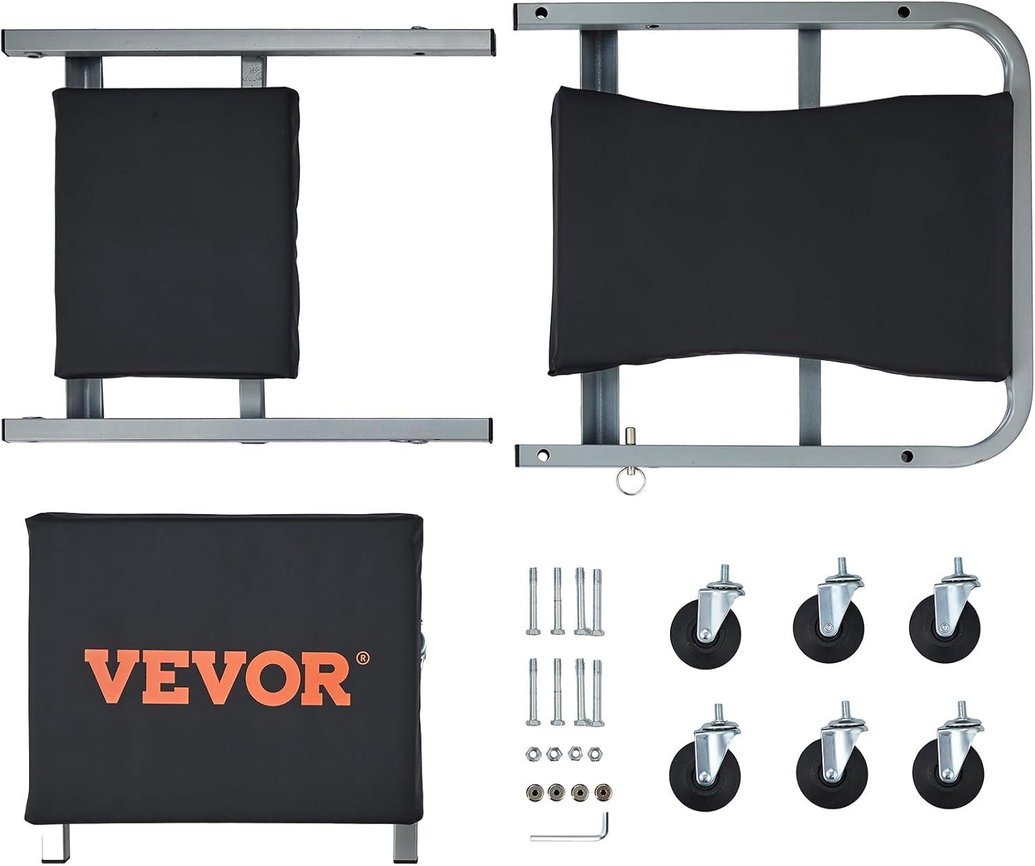 image:imageVEVOR Foldable Z Garage Creeper 40 in 450 lbs Load Capacity Rolling Folding Mechanic Creeper Stool with 6 Universal Wheels Padded Seat Steel Frame Lay Down or Sit Chair for Garage Shop or HomeBlack
