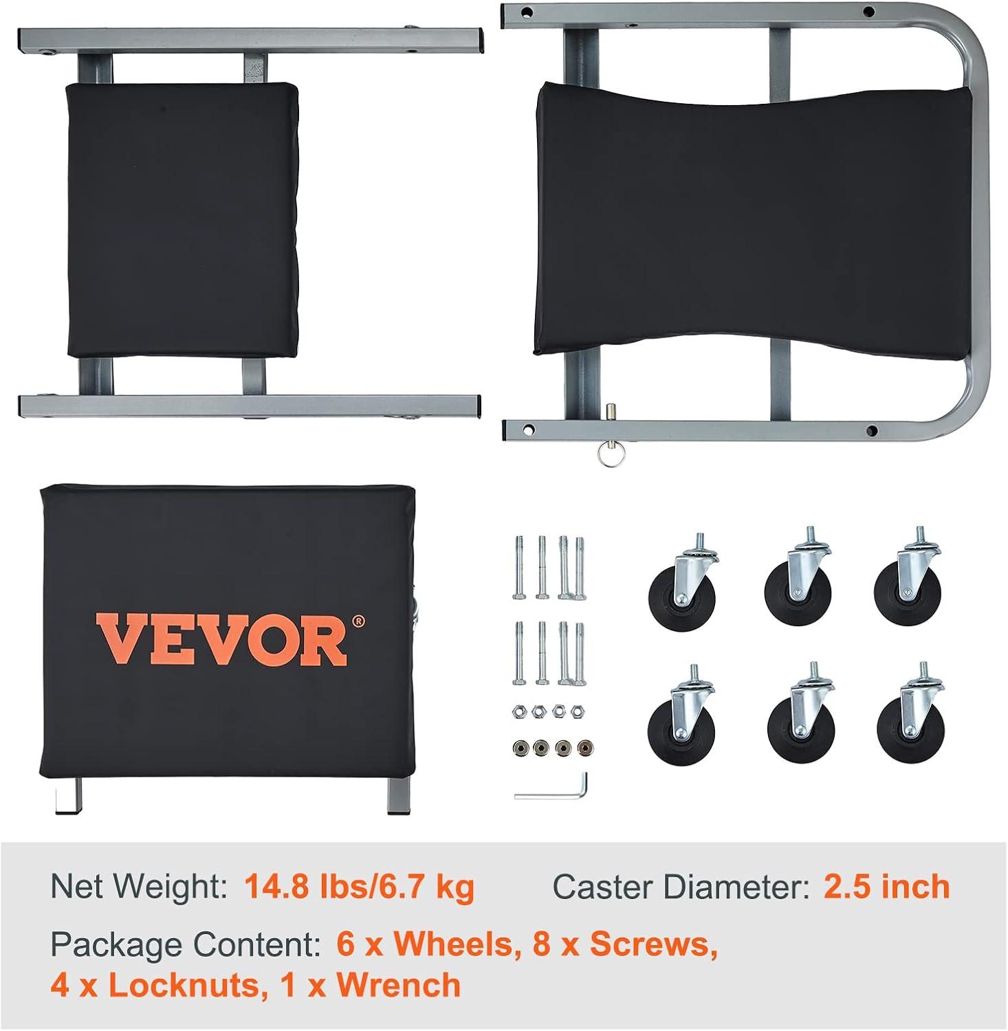 image:imageVEVOR Foldable Z Garage Creeper 40 in 450 lbs Load Capacity Rolling Folding Mechanic Creeper Stool with 6 Universal Wheels Padded Seat Steel Frame Lay Down or Sit Chair for Garage Shop or HomeBlack