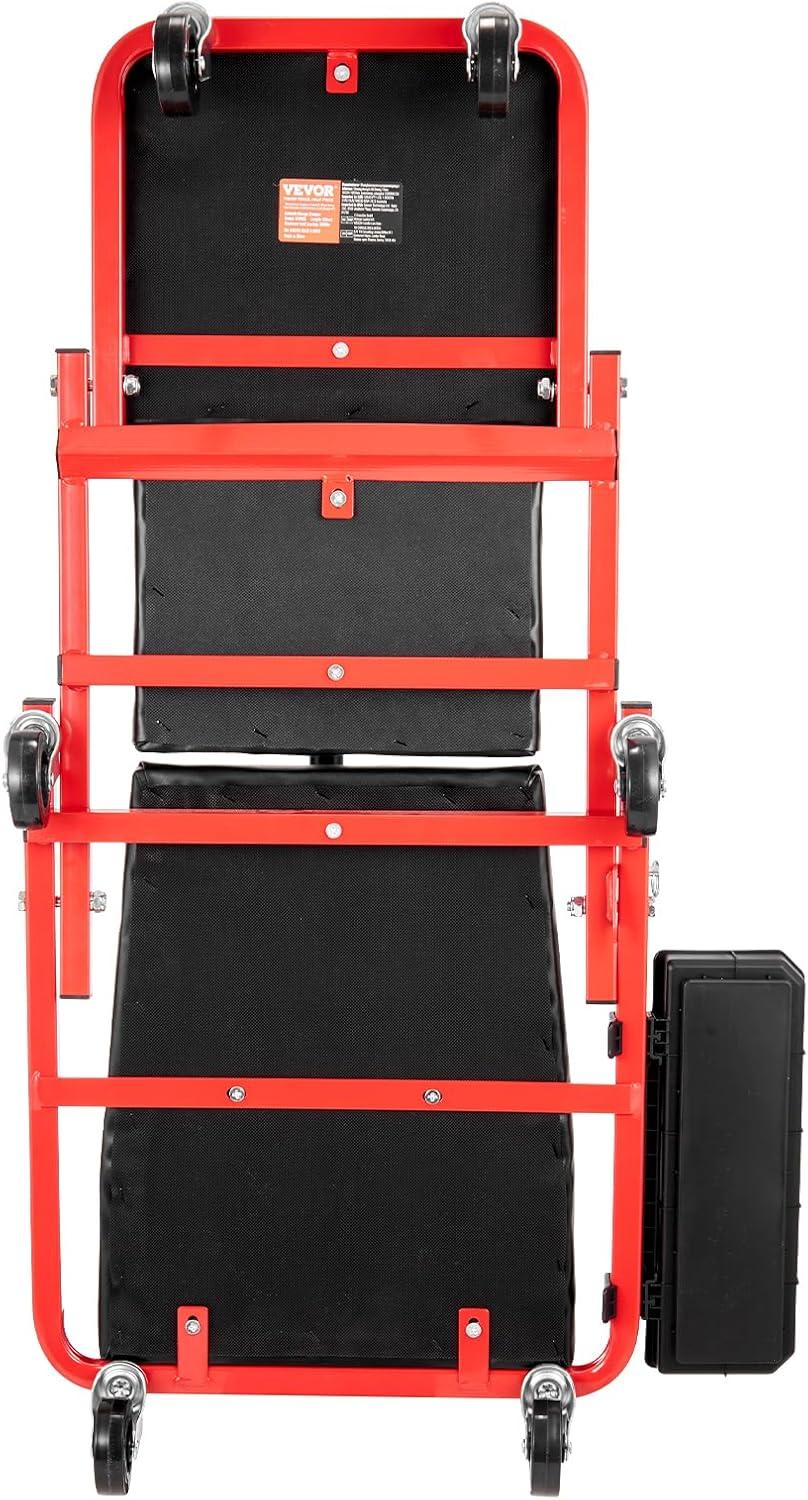 image:imageVEVOR Foldable Z Garage Creeper 40 in 450 lbs Load Capacity Rolling Folding Mechanic Creeper Stool with 6 Universal Wheels Padded Seat Steel Frame Lay Down or Sit Chair for Garage Shop or HomeRed