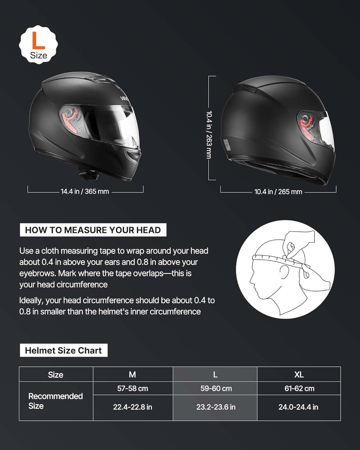 image:imageVEVOR Full Face Motorcycle Helmet DOT Approved Dual Visor amp Interchangeable Lens Smart Street ABS Helmet Comfortable Motocross Helmet Fit for Youth amp Adultshelmet full face