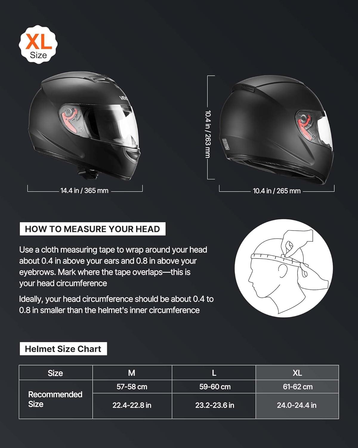 image:imageVEVOR Full Face Motorcycle Helmet DOT Approved Dual Visor amp Interchangeable Lens Smart Street ABS Helmet Comfortable Motocross Helmet Fit for Youth amp Adultshelmet full face