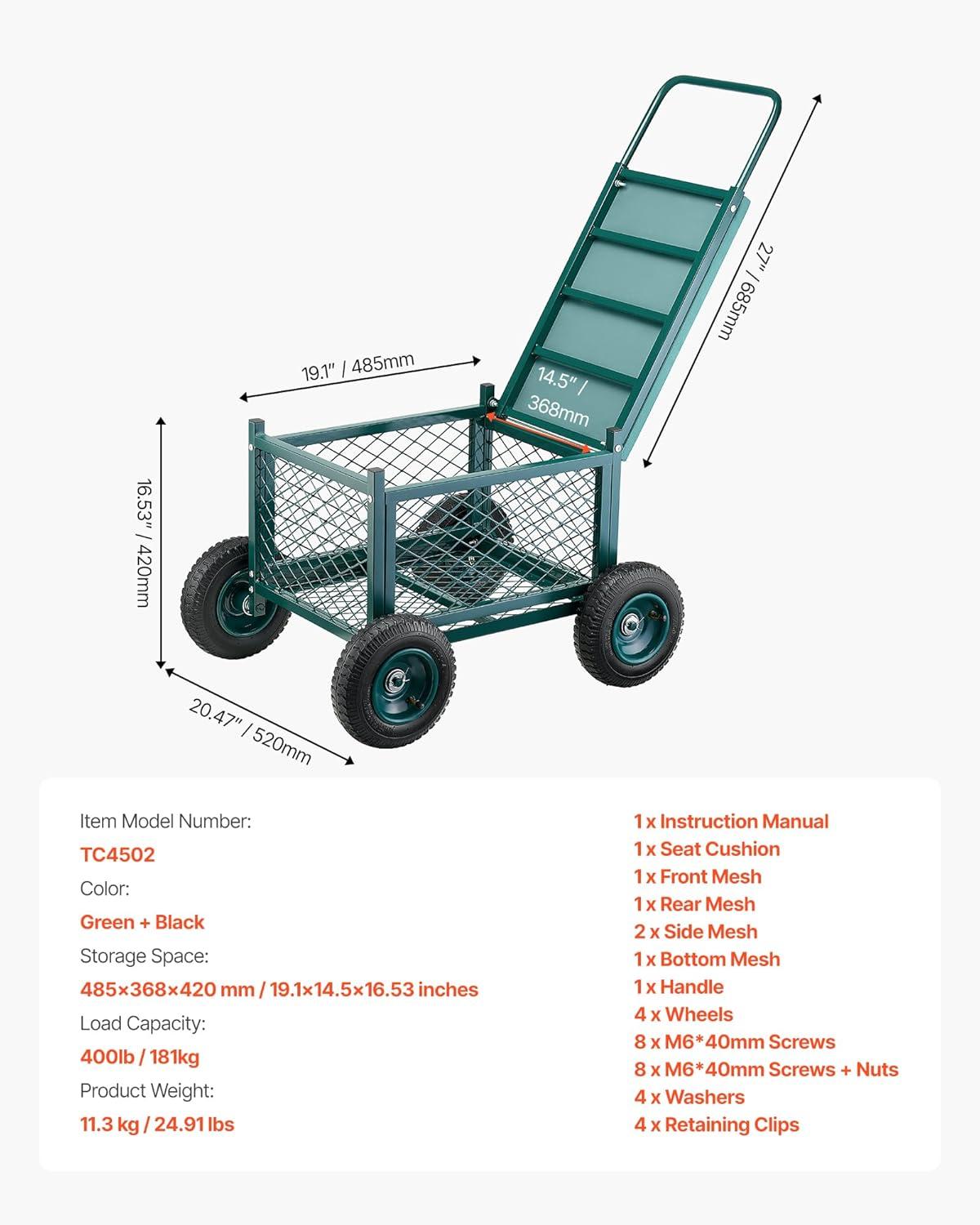 image:imageVEVOR Garden Cart Rolling Workseat with Wheels Gardening Stool for Planting 360 Degree Swivel Seat Wagon Scooter with Steering Handle amp Utility Tool Tray Use for Patio Yard and Outdoors BlueGreen Black