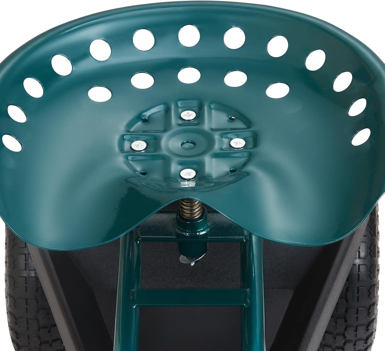 image:imageVEVOR Garden Cart Rolling Workseat with Wheels Gardening Stool for Planting 360 Degree Swivel Seat Wagon Scooter with Steering Handle amp Utility Tool Tray Use for Patio Yard and Outdoors BlueGreen