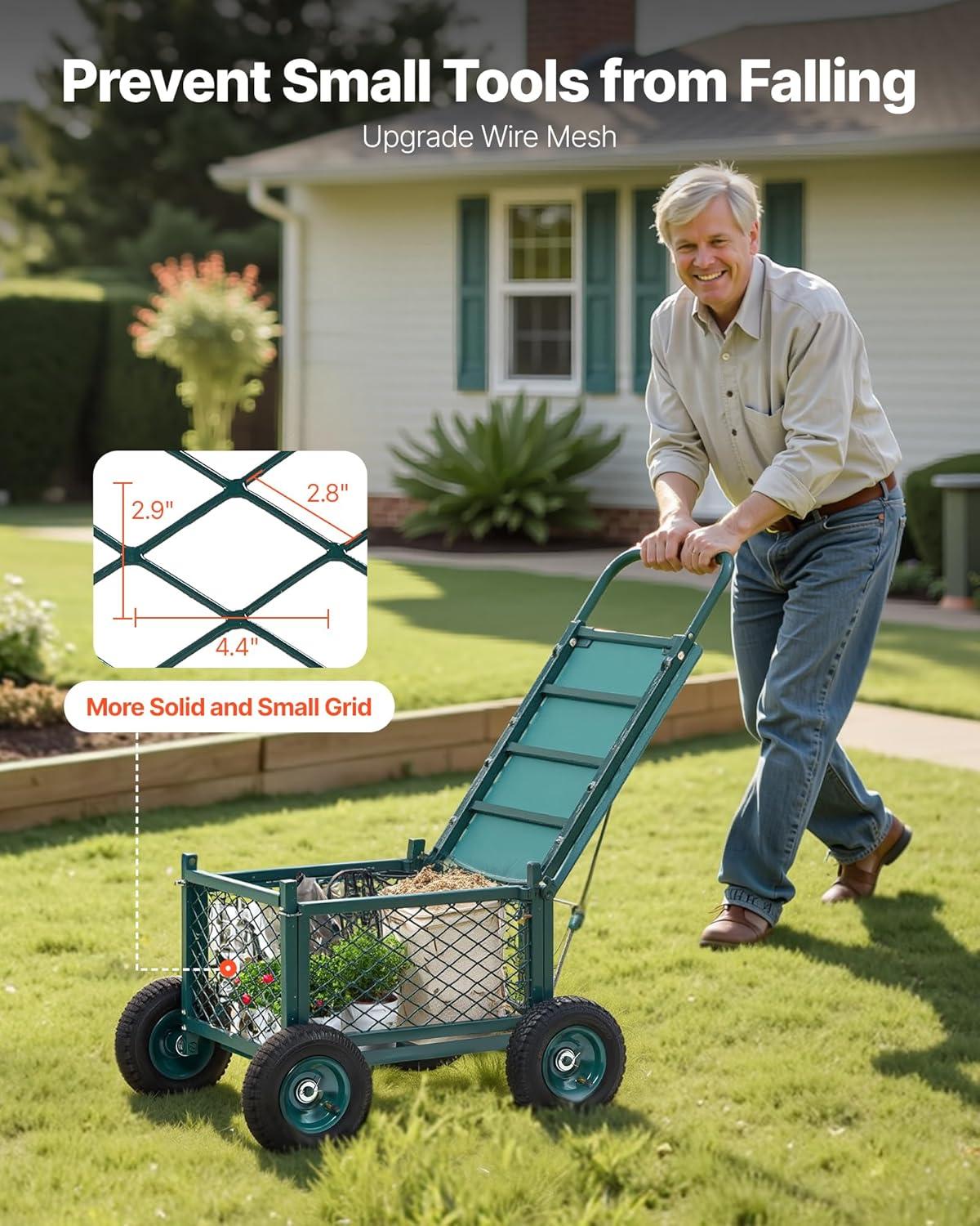 image:imageVEVOR Garden Cart Rolling Workseat with Wheels Gardening Stool for Planting 360 Degree Swivel Seat Wagon Scooter with Steering Handle amp Utility Tool Tray Use for Patio Yard and Outdoors BlueGreen Black