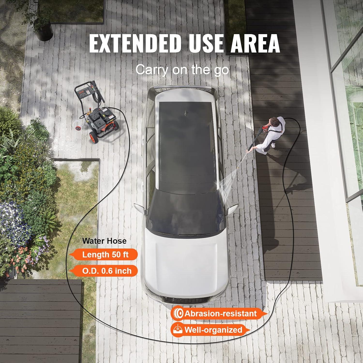 image:imageVEVOR Gas Pressure Washer 3600 PSI 26 GPM Gas Powered Pressure Washer with Copper Pump Spray Gun and Extension Wand 5 Quick Connect Nozzles for Cleaning Cars Homes Driveways Patios4400PSI