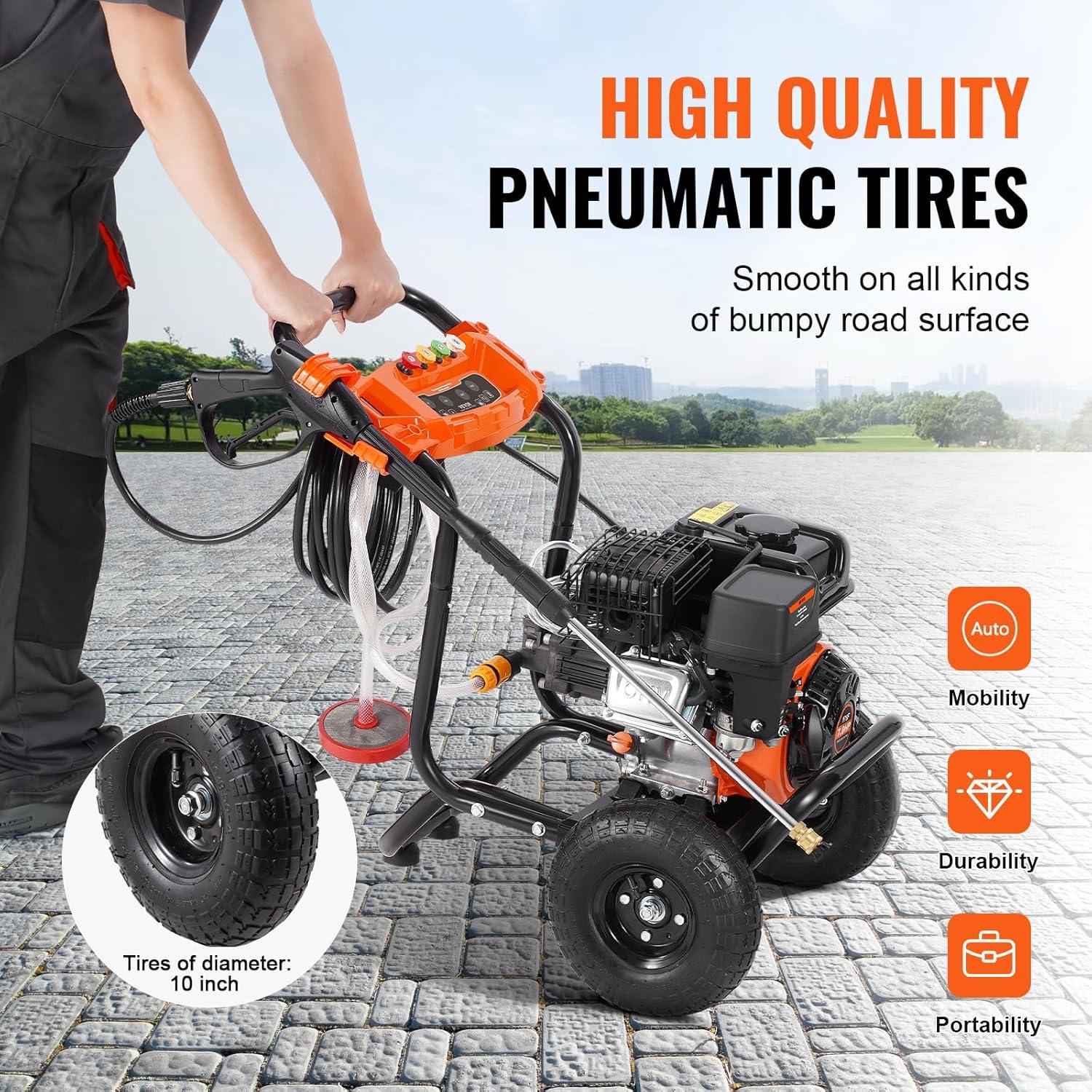 image:imageVEVOR Gas Pressure Washer 3600 PSI 26 GPM Gas Powered Pressure Washer with Copper Pump Spray Gun and Extension Wand 5 Quick Connect Nozzles for Cleaning Cars Homes Driveways Patios3500PSI