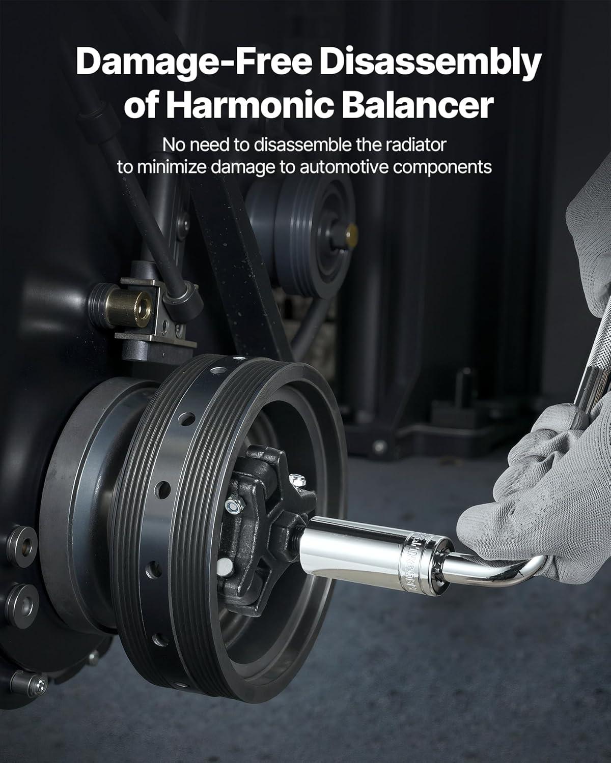 image:imageVEVOR Harmonic Balancer Puller Removal amp Install Tool Kit AllSteel Harmonic Balancer Installer Set Tool Kit for Removing and Installing of Balancers Flywheels Crankshaft Pulleys Steering Wheelsls harmonic balancer puller set