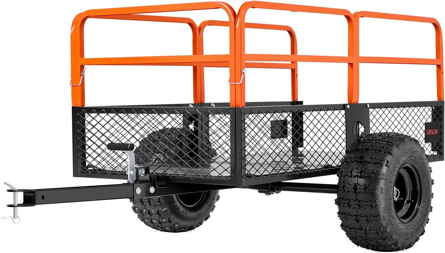 image:imageVEVOR Heavy Duty ATV Trailer Steel Dump Cart 750 lbs 15 Cubic Feet Garden Utility Trailer Yard Trailers with Removable Sides for Riding Lawn Mower Tractor1800Lbs28cuft