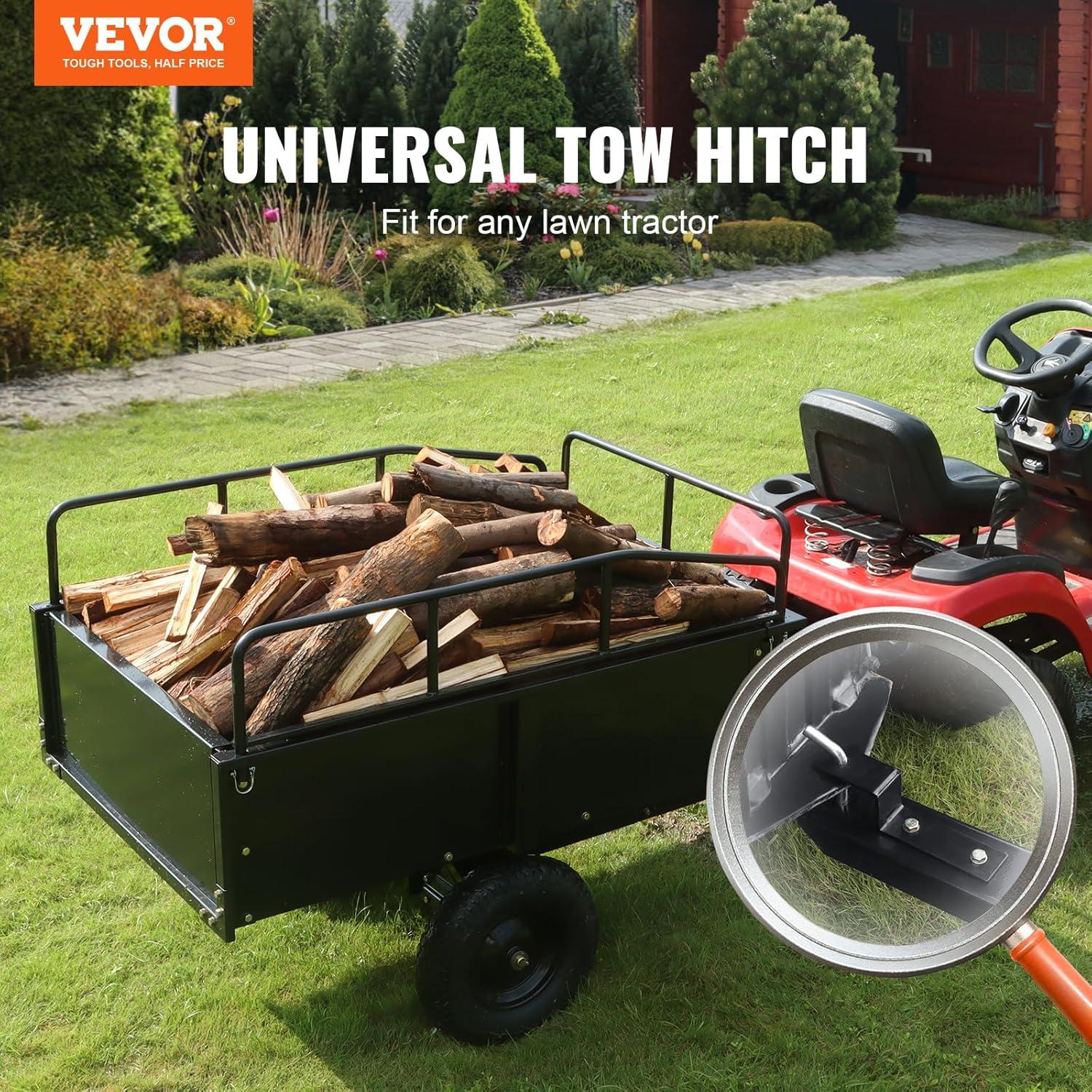 image:imageVEVOR Heavy Duty ATV Trailer Steel Dump Cart 750 lbs 15 Cubic Feet Garden Utility Trailer Yard Trailers with Removable Sides for Riding Lawn Mower Tractor750pound15cuft