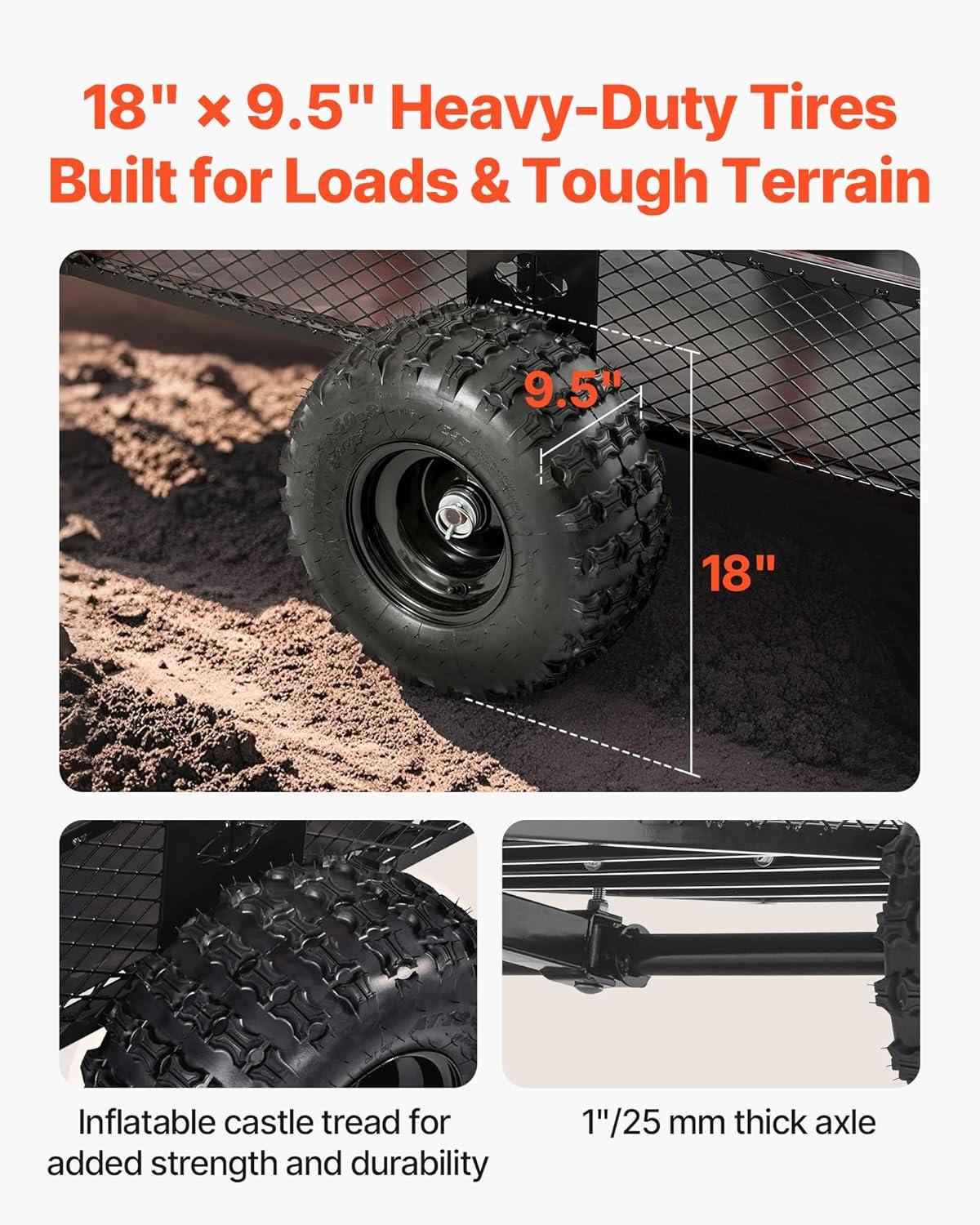 image:imageVEVOR Heavy Duty ATV Trailer Steel Dump Cart 750 lbs 15 Cubic Feet Garden Utility Trailer Yard Trailers with Removable Sides for Riding Lawn Mower Tractor1800Lbs28cuft