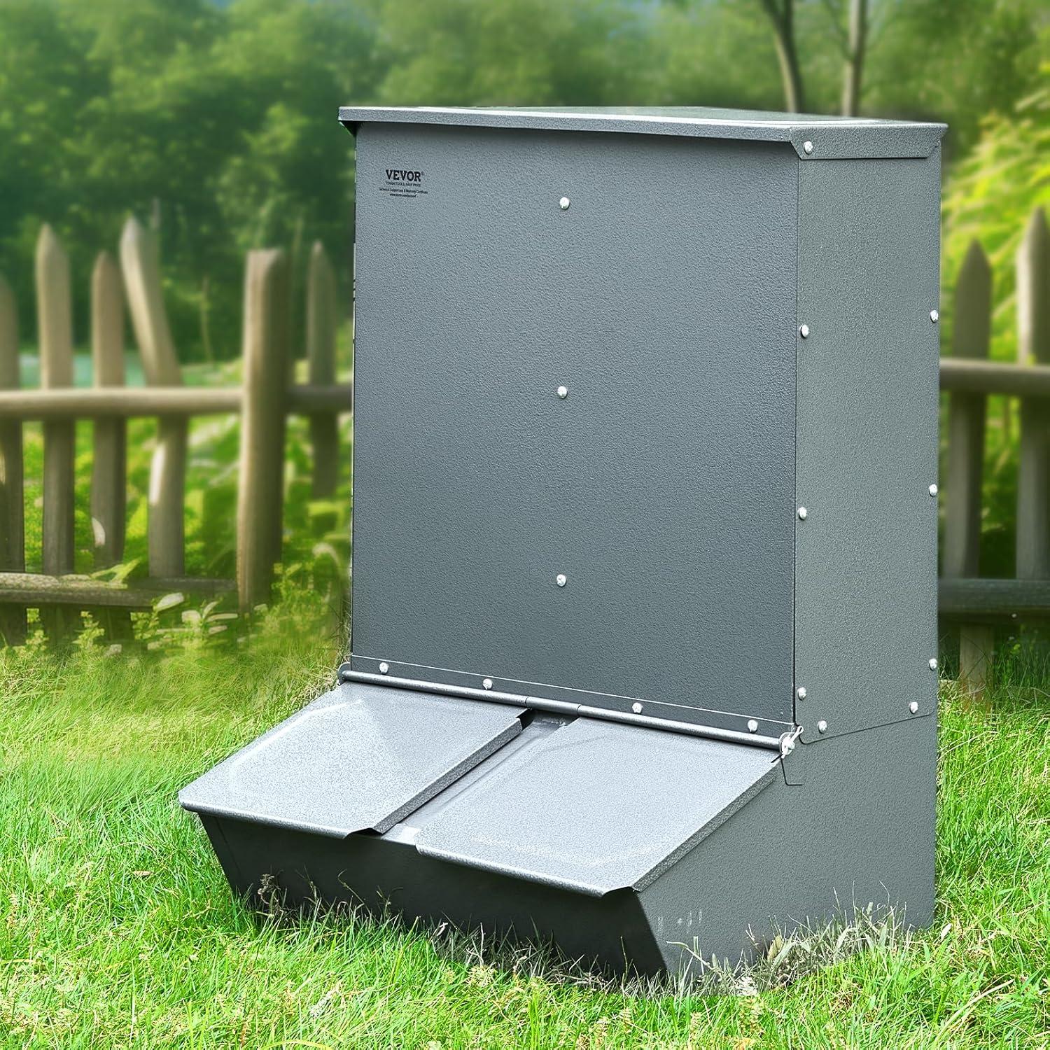 image:imageVEVOR Hog Feeder 37 Bushel Capacity Double Door Pig Feeder Heavy Duty Steel Piglets Feeder Multipurpose Trough Creep Feeder Outdoor Livestock Feeder Farm Accessory for Feeding up to 8 Hogs37 Bushel