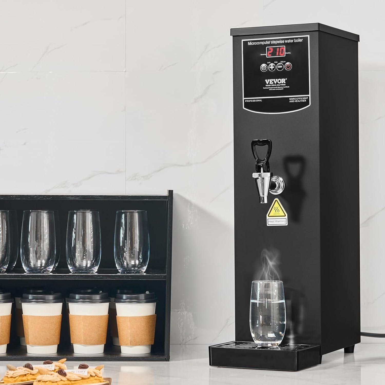 image:imageVEVOR Hot Water Dispenser Commercial Water Boiler 1500W with 316 Stainless Steel Heating Tube 50LH Stepbystep Fast Heating Electric Water Warmer for Coffee Tea Restaurant Office 15L159 Quarts