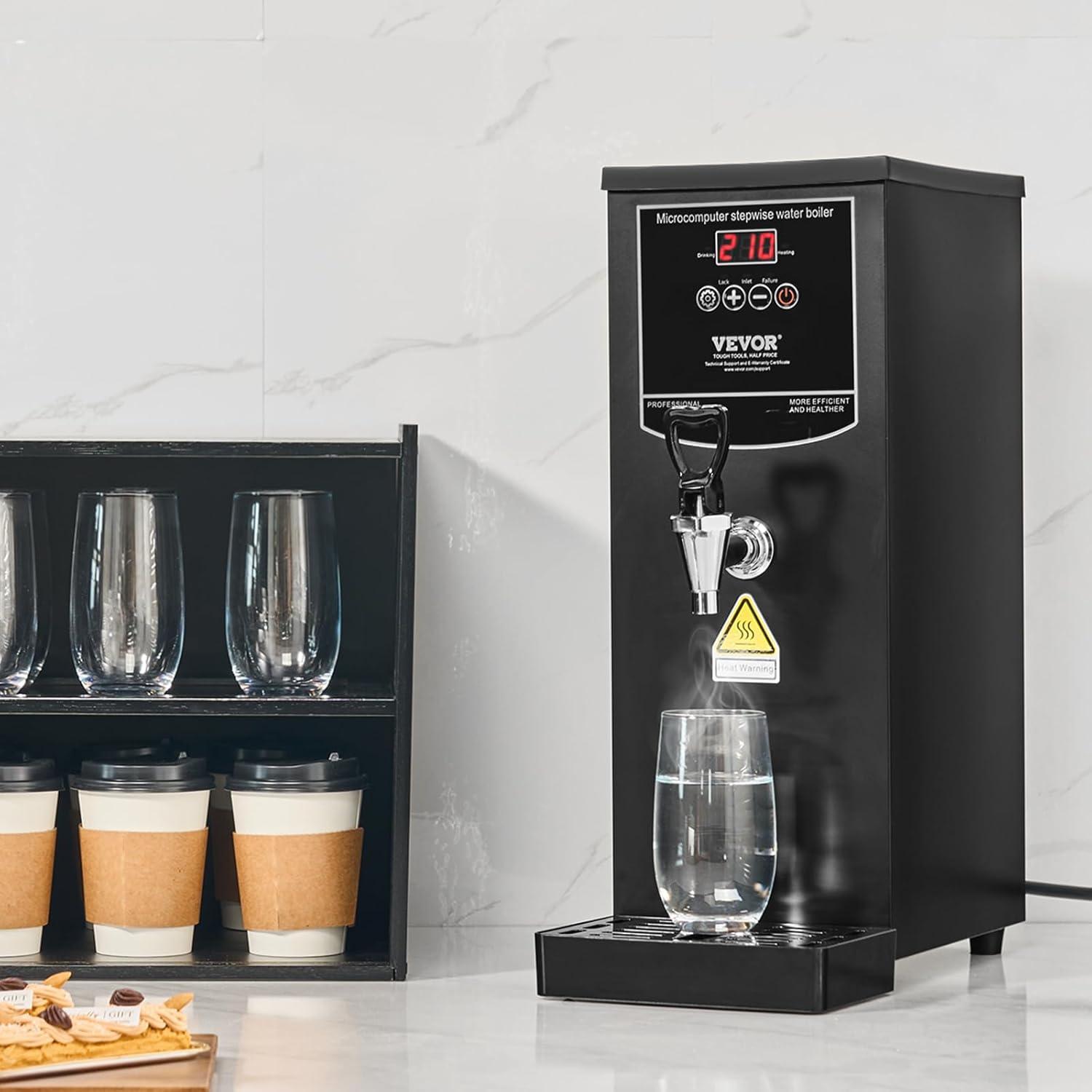 image:imageVEVOR Hot Water Dispenser Commercial Water Boiler 1500W with 316 Stainless Steel Heating Tube 50LH Stepbystep Fast Heating Electric Water Warmer for Coffee Tea Restaurant Office 15L106 Quarts