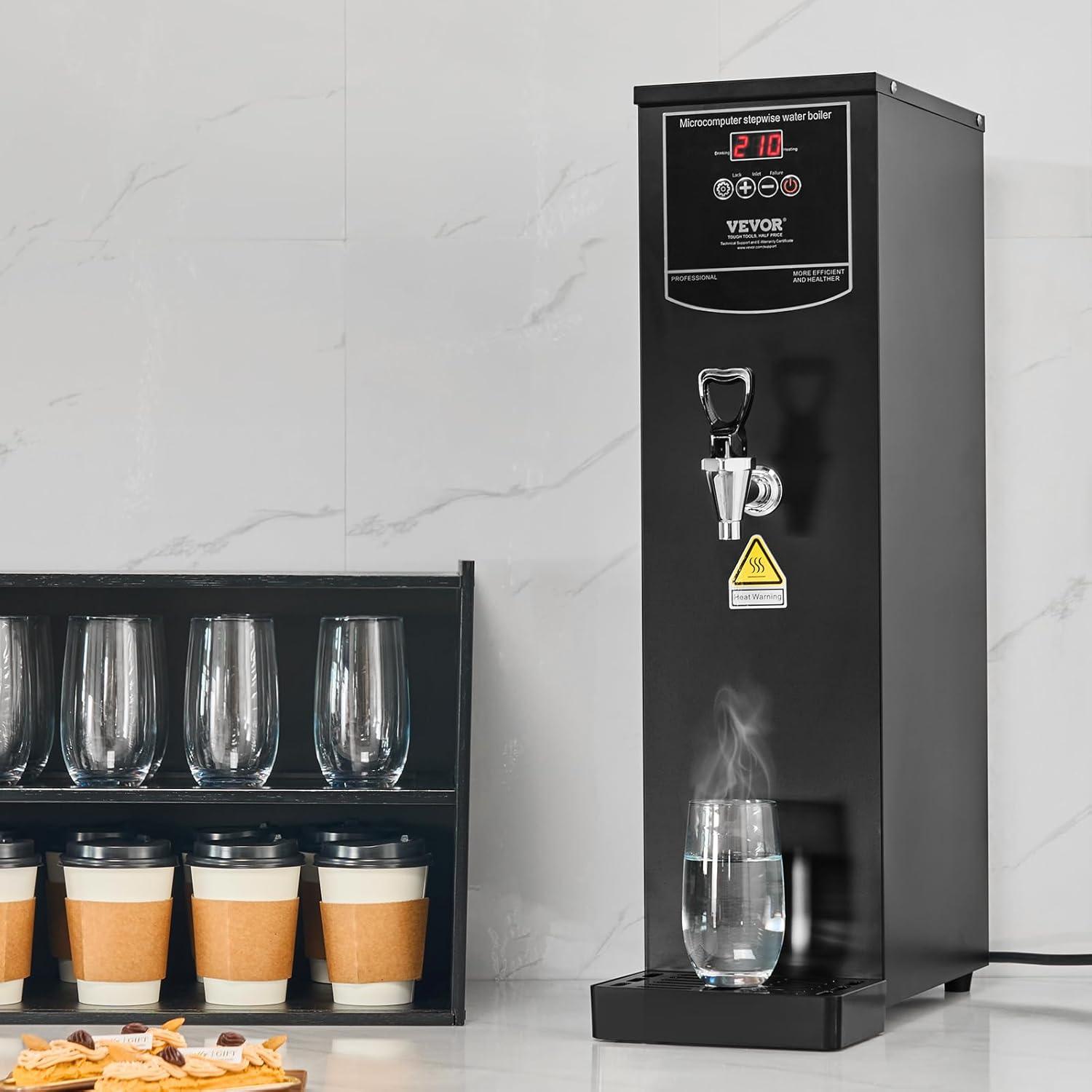 image:imageVEVOR Hot Water Dispenser Commercial Water Boiler 1500W with 316 Stainless Steel Heating Tube 50LH Stepbystep Fast Heating Electric Water Warmer for Coffee Tea Restaurant Office 15L211 Quarts