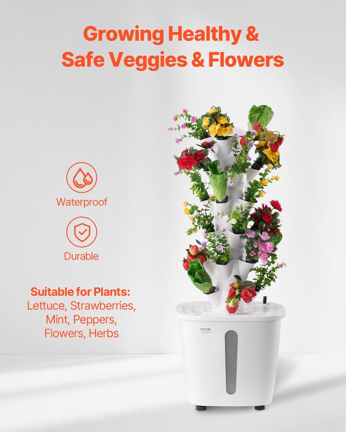 image:imageVEVOR Hydroponic Growing System with Grow Light 30 Pods Vertical 6 Tiers Hydroponic Tower Home Hydronic Garden with Water Pump Plants Germination Kit for Indoor Herbs Fruits and Vegetables6 Tiers30 PodsNo Grow Light