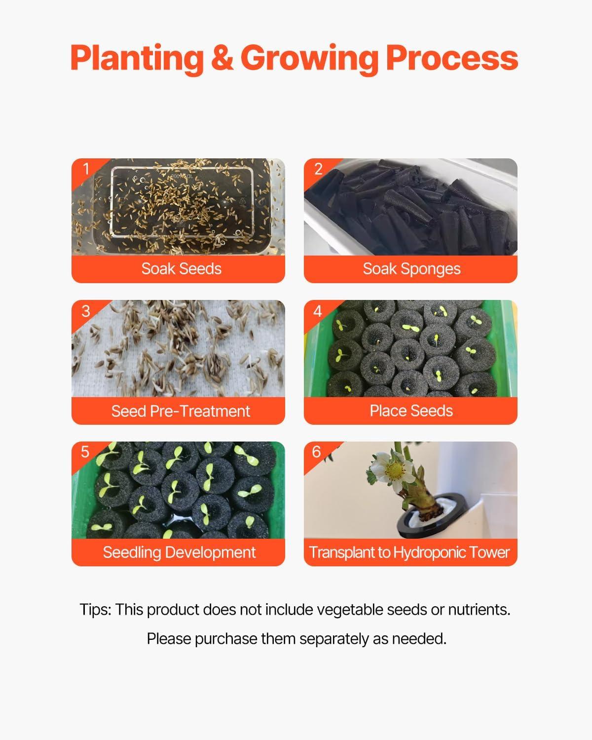 image:imageVEVOR Hydroponic Growing System with Grow Light 30 Pods Vertical 6 Tiers Hydroponic Tower Home Hydronic Garden with Water Pump Plants Germination Kit for Indoor Herbs Fruits and Vegetables6 Tiers30 PodsWith Grow Light