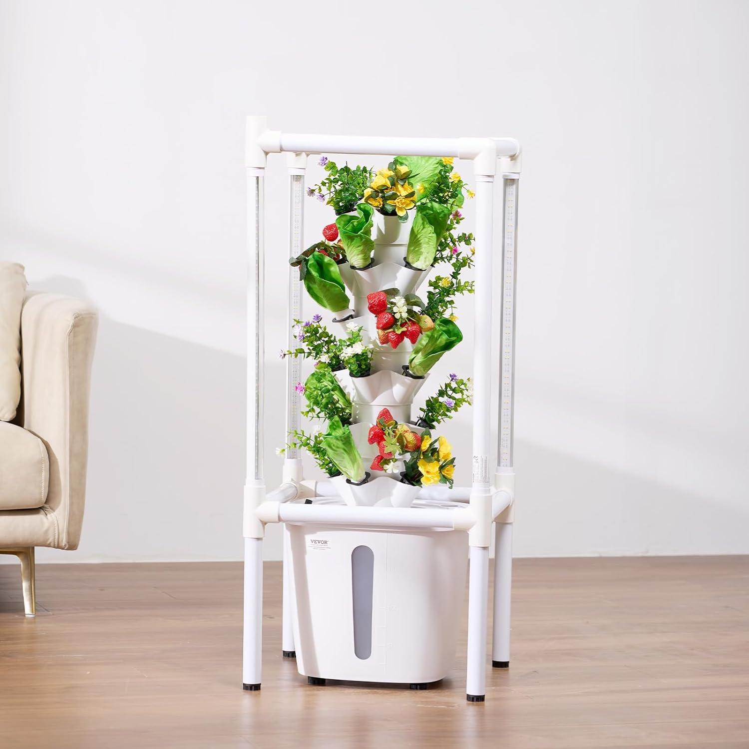 image:imageVEVOR Hydroponic Growing System with Grow Light 30 Pods Vertical 6 Tiers Hydroponic Tower Home Hydronic Garden with Water Pump Plants Germination Kit for Indoor Herbs Fruits and Vegetables6 Tiers30 PodsWith Grow Light