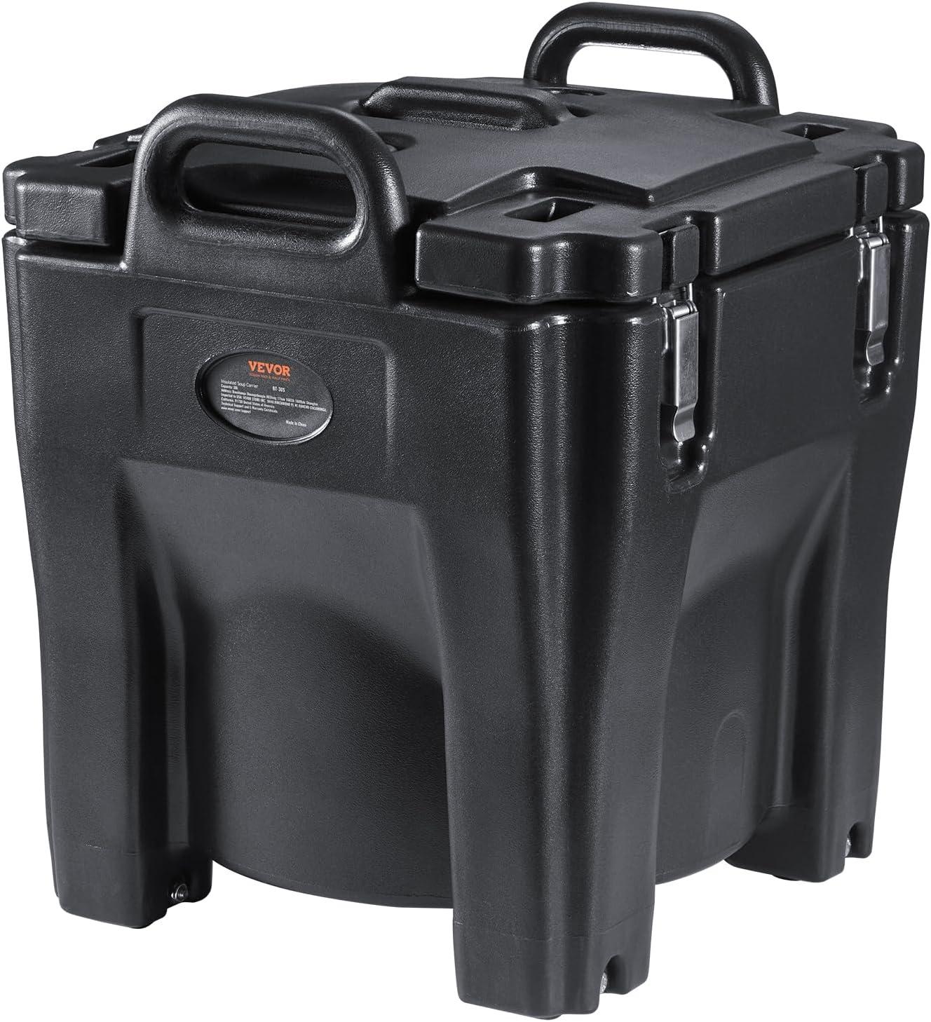image:imageVEVOR Insulated Food Pan Carrier 95 Qt Hot Box for Catering LLDPE Food Box Carrier wDouble Buckles Front Loading Food Warmer wHandles Stackable End Loader for Restaurant Canteen etc BlackBlack