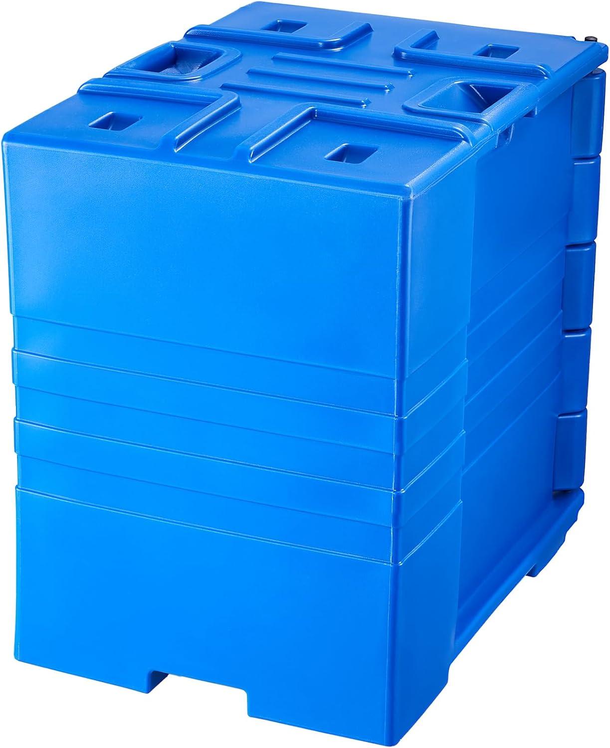 image:imageVEVOR Insulated Food Pan Carrier 95 Qt Hot Box for Catering LLDPE Food Box Carrier wDouble Buckles Front Loading Food Warmer wHandles Stackable End Loader for Restaurant Canteen etc BlackBlue