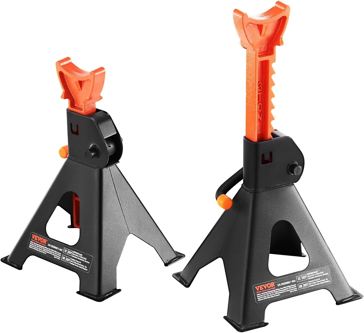 image:imageVEVOR Jack Stands 3 Ton 6000 lbs Capacity Car Jack Stands 108163 inch Adjustable Height for lifting SUV Pickup Truck Car and UTVATV Red 1 Pair3T Single Locking