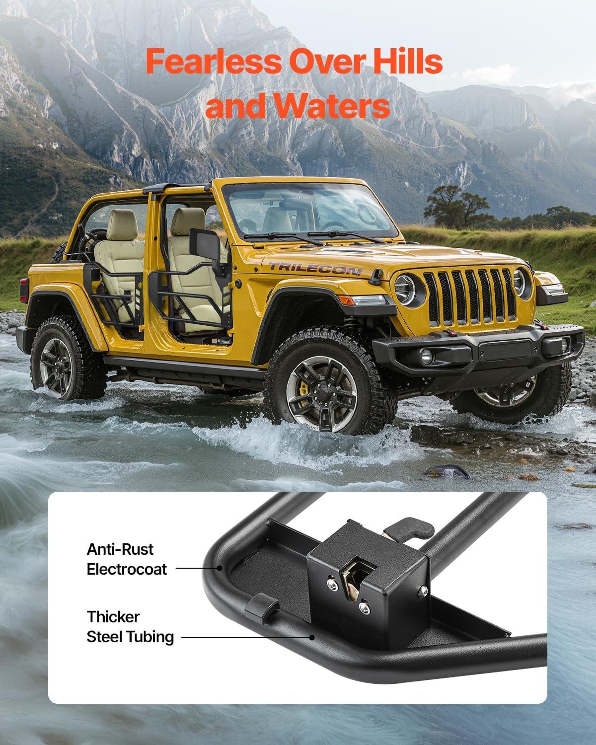 image:imageVEVOR Jeep Tube Doors 4Door Adventure Style Jeep Tubular Door with DOT Certified Rear View Mirrors Jeep Doors with Rear Mirrors for 20182026 Jeep Wrangler JL amp 20202026 Jeep Gladiator JT