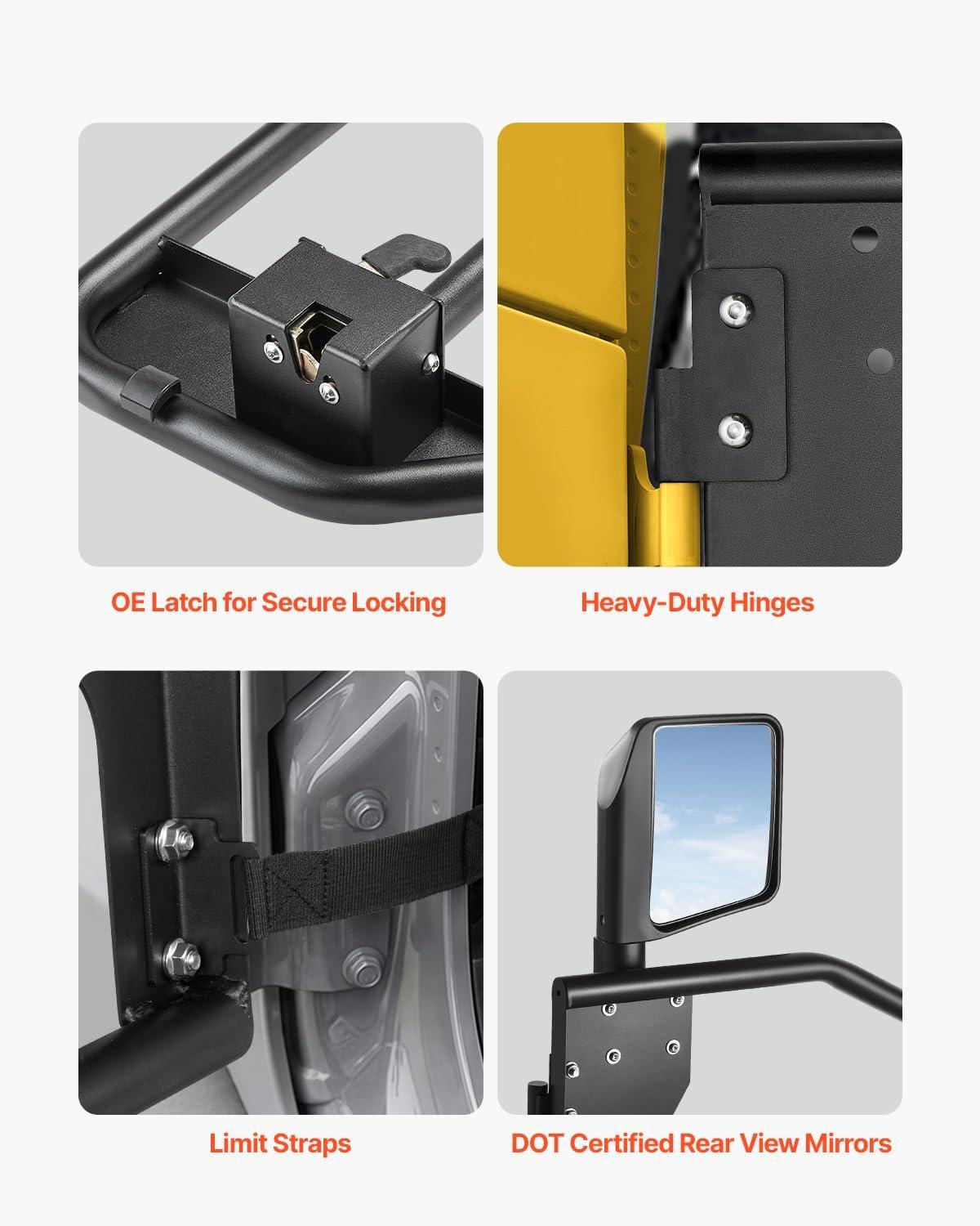 image:imageVEVOR Jeep Tube Doors 4Door Adventure Style Jeep Tubular Door with DOT Certified Rear View Mirrors Jeep Doors with Rear Mirrors for 20182026 Jeep Wrangler JL amp 20202026 Jeep Gladiator JT