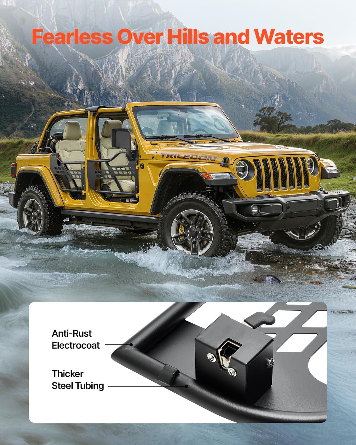 image:imageVEVOR Jeep Tube Doors 4Door Hunting Style Jeep Tubular Door with DOT Certified Rear View Mirrors Jeep Doors with Rear Mirrors for 20182026 Jeep Wrangler JL amp 20202026 Jeep Gladiator JT4 DoorSide View Mirror