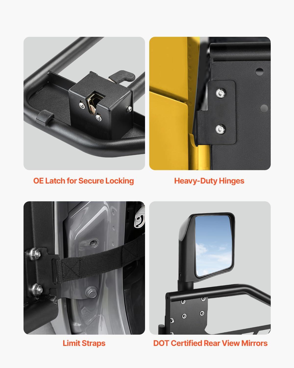 image:imageVEVOR Jeep Tube Doors 4Door Hunting Style Jeep Tubular Door with DOT Certified Rear View Mirrors Jeep Doors with Rear Mirrors for 20182026 Jeep Wrangler JL amp 20202026 Jeep Gladiator JT4 DoorSide View Mirror