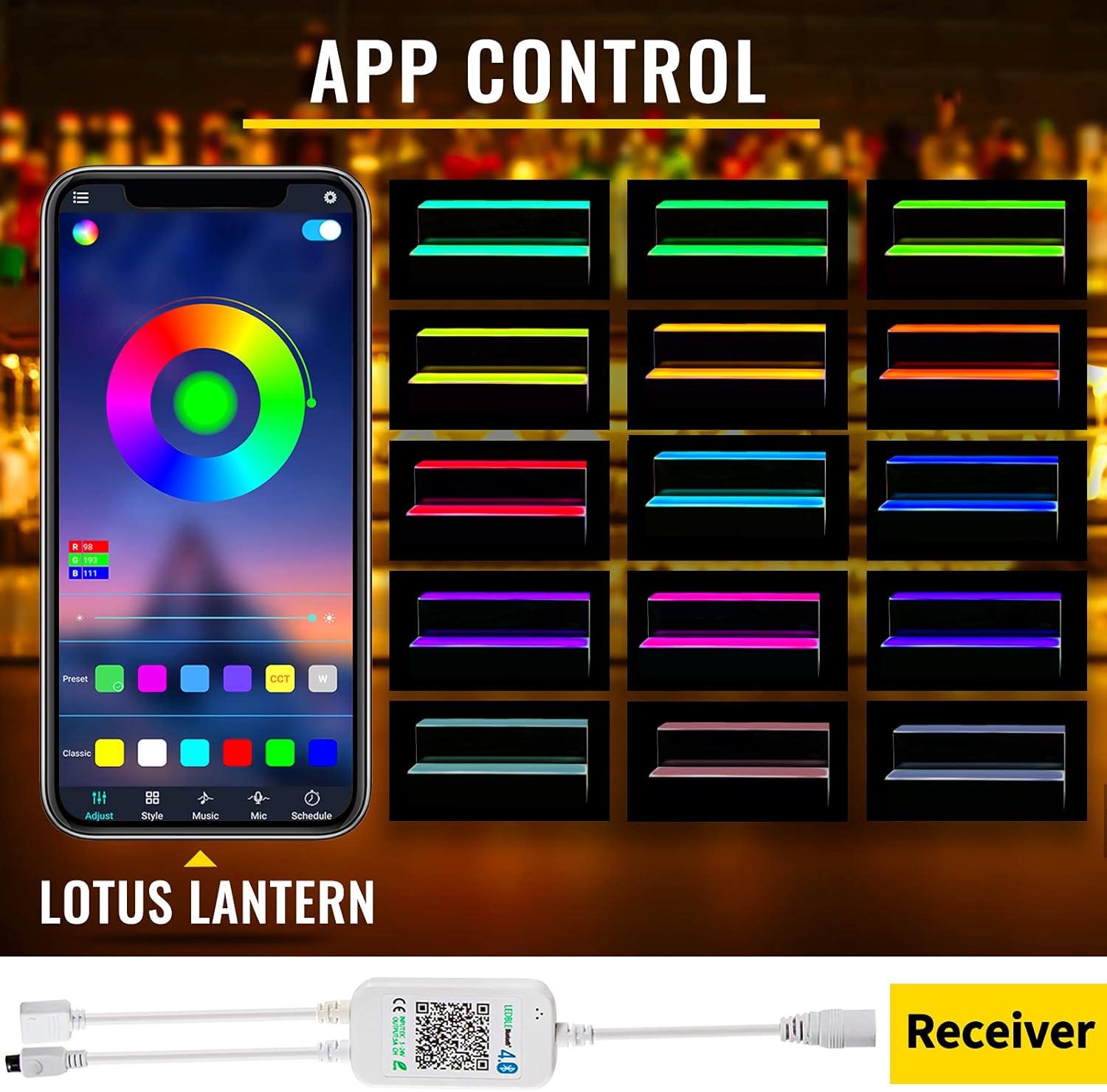 image:imageVEVOR LED Lighted Liquor Bottle Display 3 Tiers 40 Inches Supports USB Illuminated Home Bar Shelf with RF Remote amp App Control 7 Static Colors 14 H Timing Acrylic Lighted Shelf for 30 Bottles2Step 40 inch