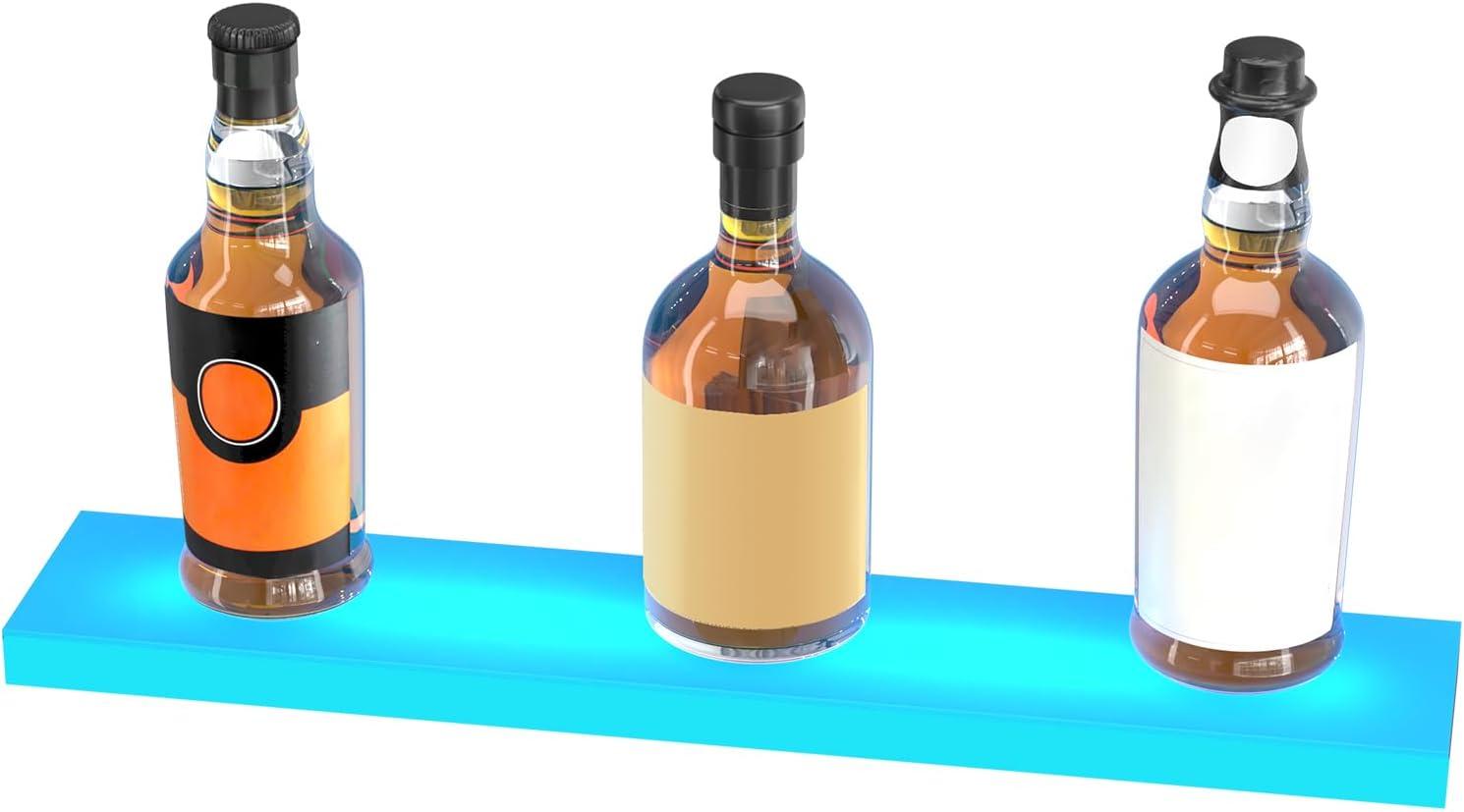 image:imageVEVOR LED Lighted Liquor Bottle Display 3 Tiers 40 Inches Supports USB Illuminated Home Bar Shelf with RF Remote amp App Control 7 Static Colors 14 H Timing Acrylic Lighted Shelf for 30 Bottles1 Tier 24 Inches