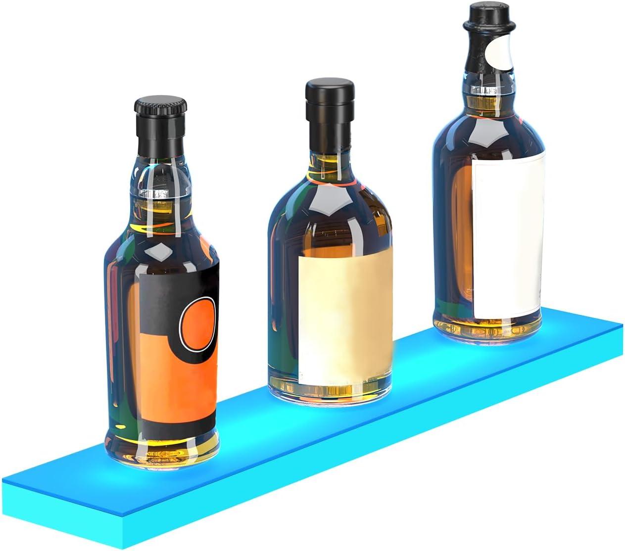 image:imageVEVOR LED Lighted Liquor Bottle Display 3 Tiers 40 Inches Supports USB Illuminated Home Bar Shelf with RF Remote amp App Control 7 Static Colors 14 H Timing Acrylic Lighted Shelf for 30 Bottles1 Tier 24 Inches