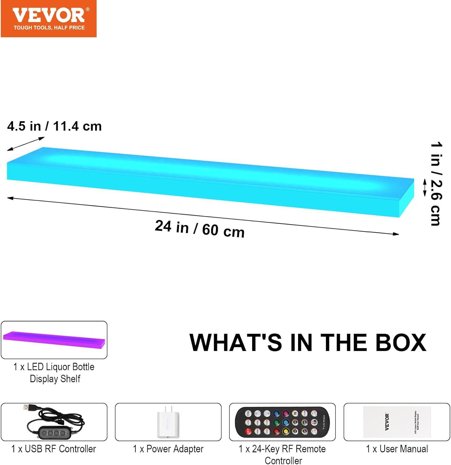 image:imageVEVOR LED Lighted Liquor Bottle Display 3 Tiers 40 Inches Supports USB Illuminated Home Bar Shelf with RF Remote amp App Control 7 Static Colors 14 H Timing Acrylic Lighted Shelf for 30 Bottles1 Tier 24 Inches