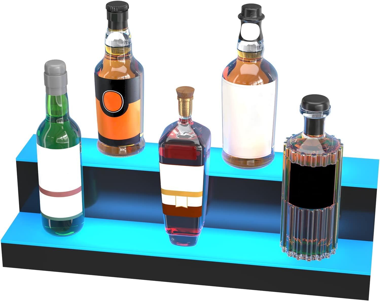 image:imageVEVOR LED Lighted Liquor Bottle Display 3 Tiers 40 Inches Supports USB Illuminated Home Bar Shelf with RF Remote amp App Control 7 Static Colors 14 H Timing Acrylic Lighted Shelf for 30 Bottles2 Tiers 24 Inches