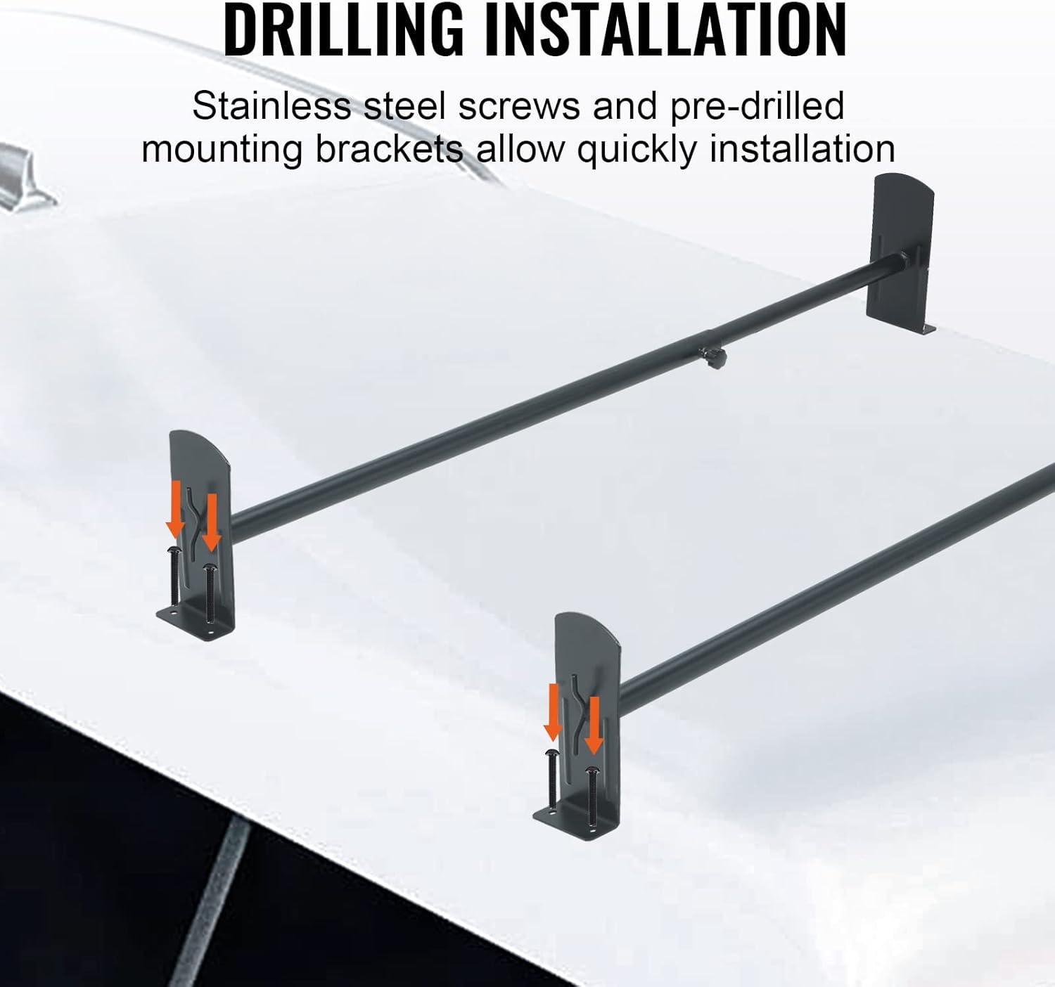 image:imageVEVOR Ladder Racks for Van 402 inch748 inch Adjustable Van Racks 750 LBS Capacity Alloy Steel Roof Ladder Racks Rain Gutter Racks Compatible with Minivans FullSize Vans 3 Pcs Whitefor Minivans