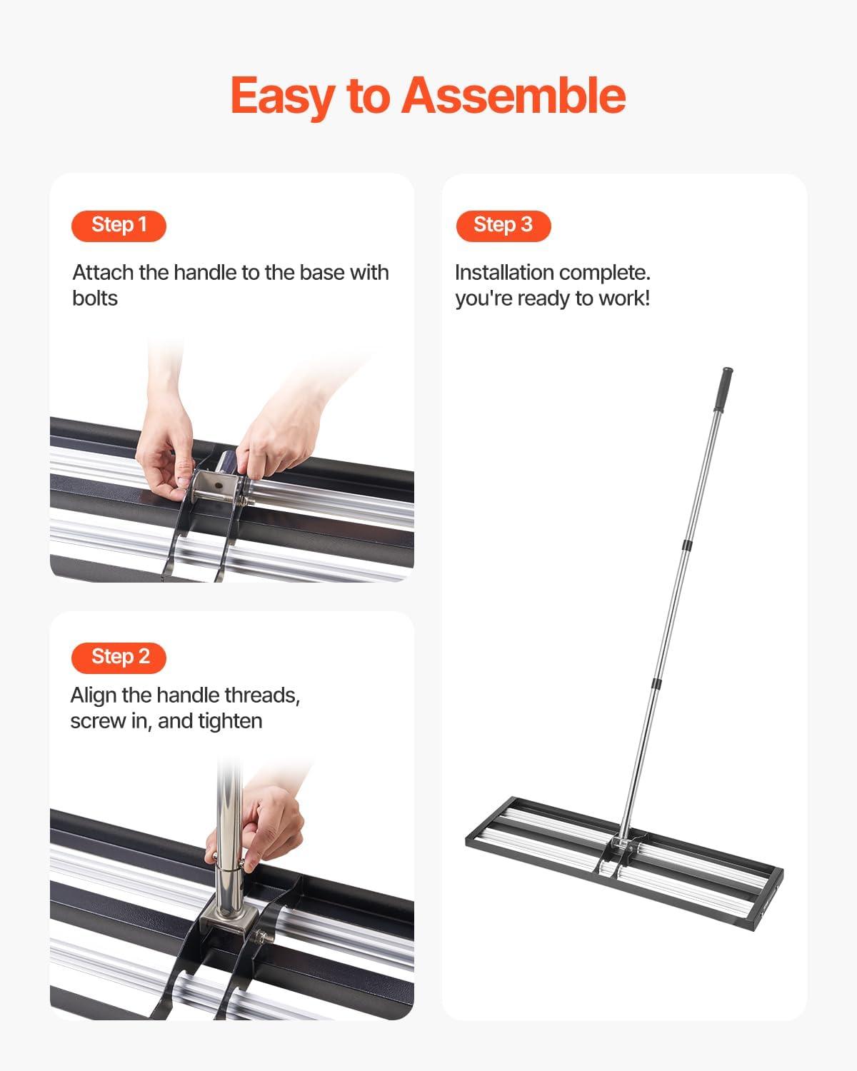 image:imageVEVOR Lawn Leveling Rake 48x10 Level Lawn Tool HeavyDuty Lawn Leveler with 78 Steel Extended Handle Yard Leveling Rake Suit for Garden Golf Lawn Farm Green36x10