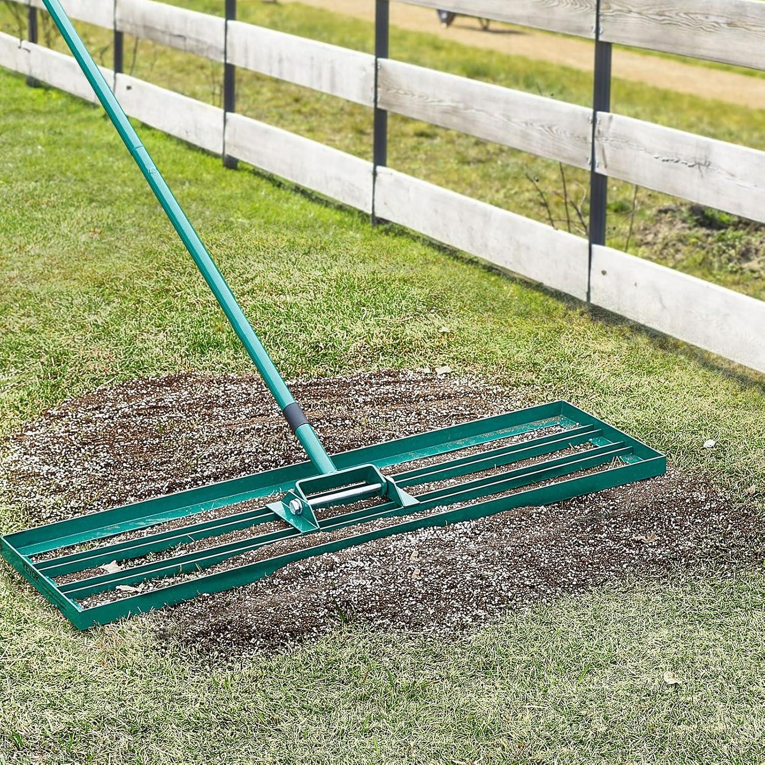 image:imageVEVOR Lawn Leveling Rake 48x10 Level Lawn Tool HeavyDuty Lawn Leveler with 78 Steel Extended Handle Yard Leveling Rake Suit for Garden Golf Lawn Farm Green36x10
