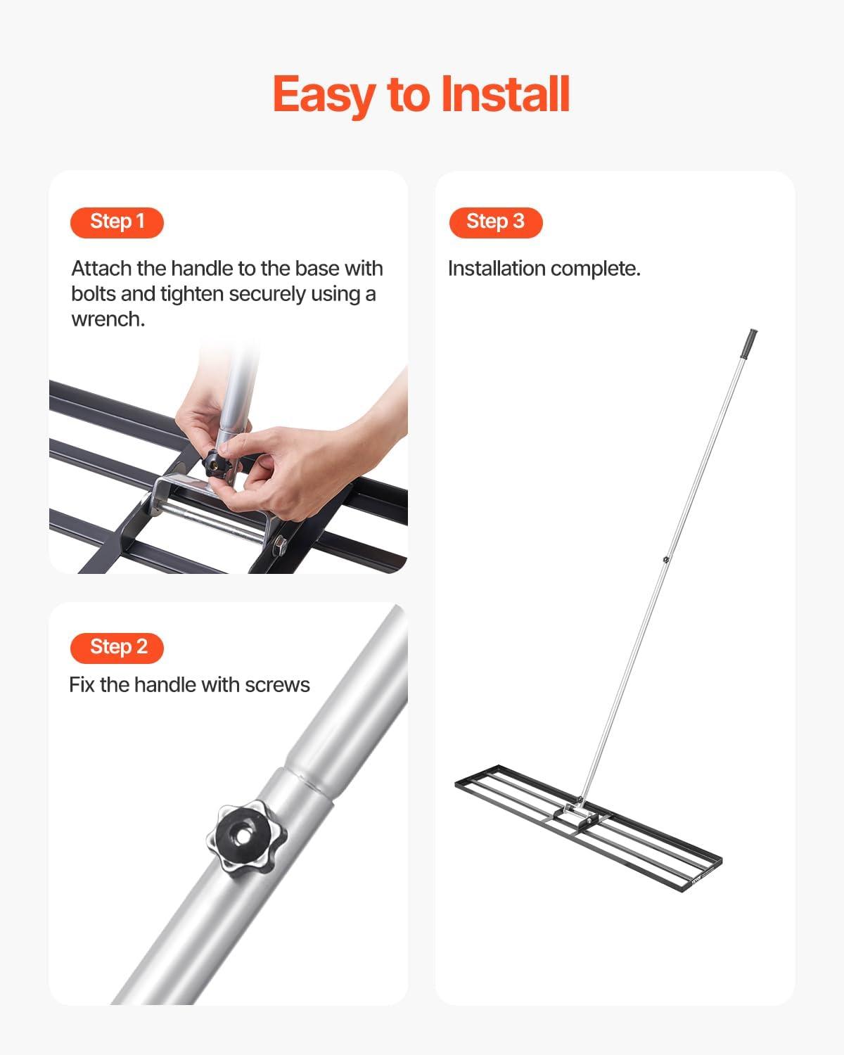 image:imageVEVOR Lawn Leveling Rake 48x10 Level Lawn Tool HeavyDuty Lawn Leveler with 78 Steel Extended Handle Yard Leveling Rake Suit for Garden Golf Lawn Farm Green48x10