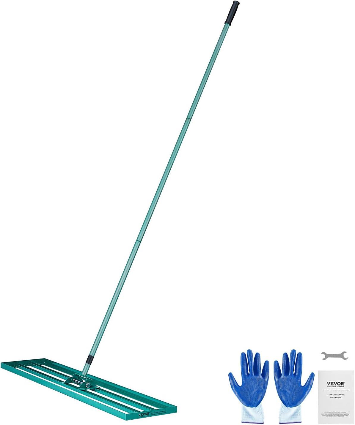 image:imageVEVOR Lawn Leveling Rake 48x10 Level Lawn Tool HeavyDuty Lawn Leveler with 78 Steel Extended Handle Yard Leveling Rake Suit for Garden Golf Lawn Farm Green48x10