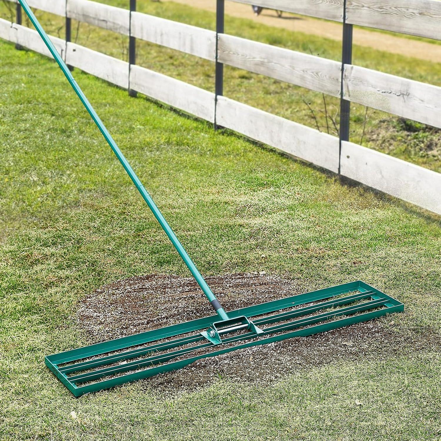 image:imageVEVOR Lawn Leveling Rake 48x10 Level Lawn Tool HeavyDuty Lawn Leveler with 78 Steel Extended Handle Yard Leveling Rake Suit for Garden Golf Lawn Farm Green48x10