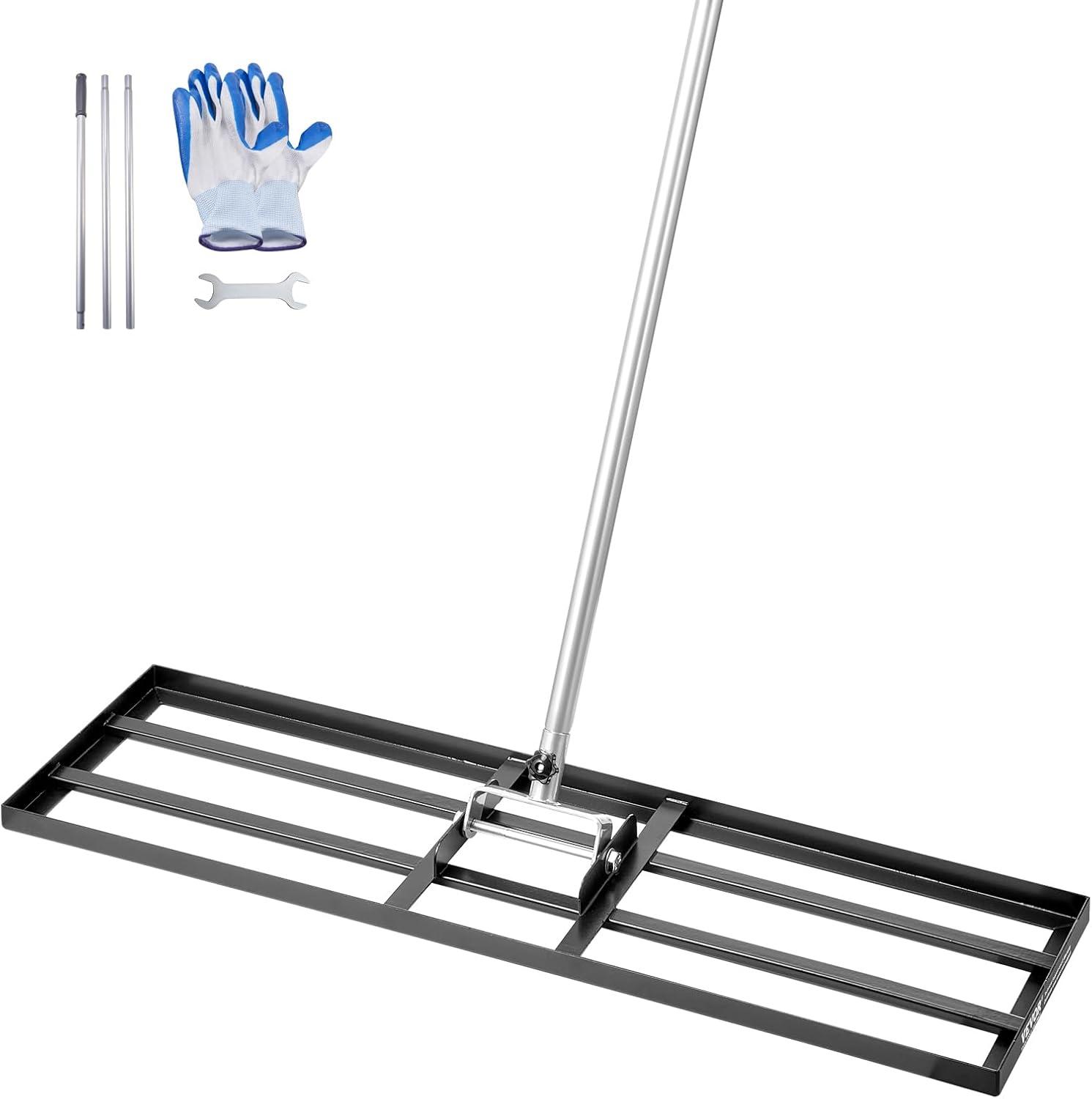image:imageVEVOR Lawn Leveling Rake 48x10 Level Lawn Tool HeavyDuty Lawn Leveler with 78 Steel Extended Handle Yard Leveling Rake Suit for Garden Golf Lawn Farm Green36x10