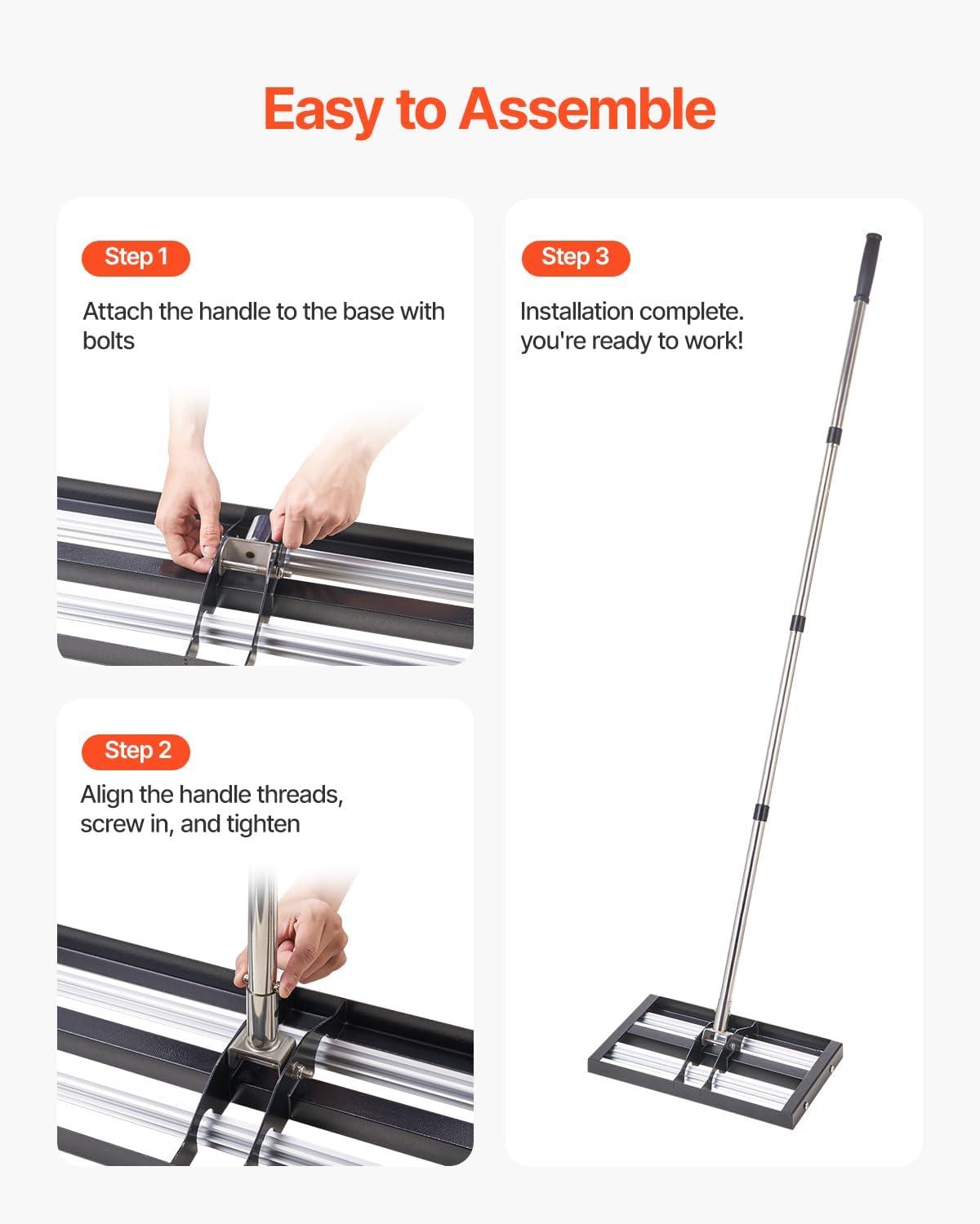 image:imageVEVOR Lawn Leveling Rake 48x10 Level Lawn Tool HeavyDuty Lawn Leveler with 78 Steel Extended Handle Yard Leveling Rake Suit for Garden Golf Lawn Farm Green17x10