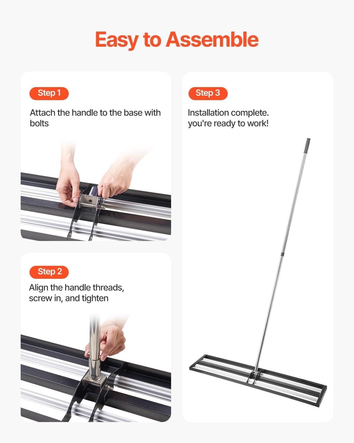 image:imageVEVOR Lawn Leveling Rake 48x10 Level Lawn Tool HeavyDuty Lawn Leveler with 78 Steel Extended Handle Yard Leveling Rake Suit for Garden Golf Lawn Farm Green48x10