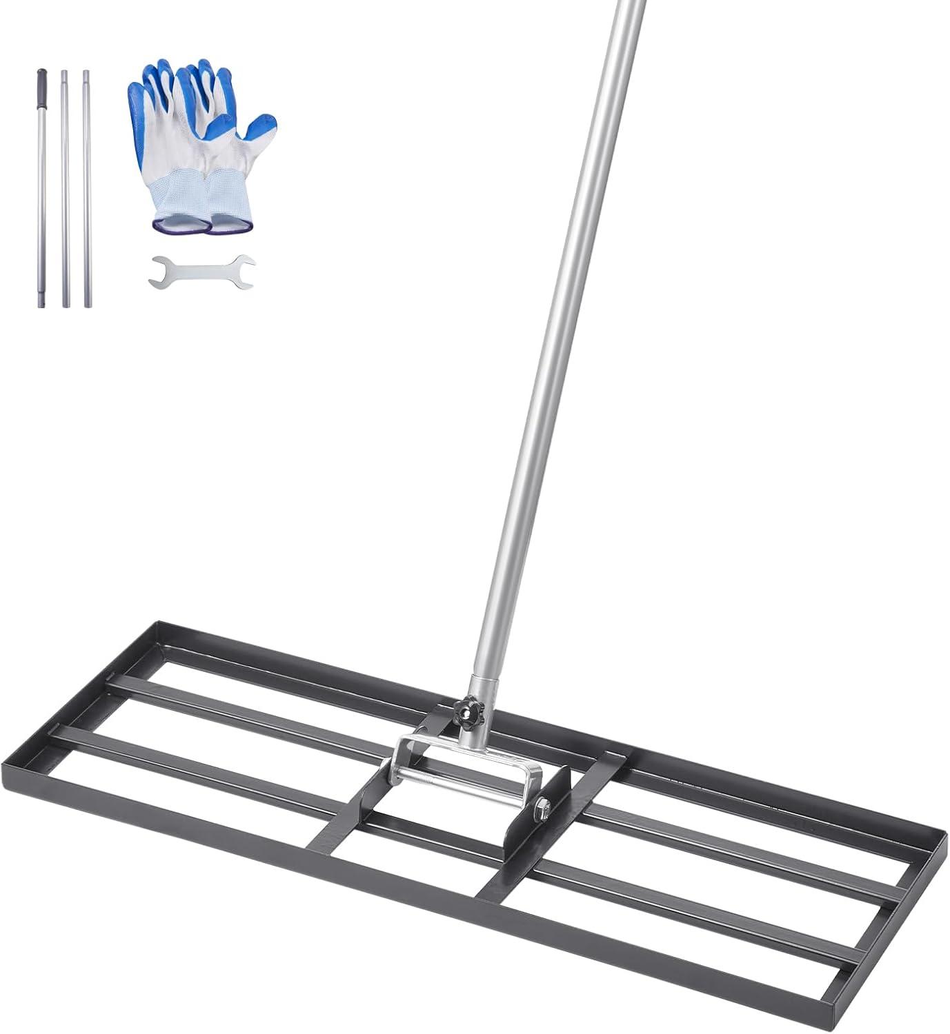image:imageVEVOR Lawn Leveling Rake 48x10 Level Lawn Tool HeavyDuty Lawn Leveler with 78 Steel Extended Handle Yard Leveling Rake Suit for Garden Golf Lawn Farm Green30x10
