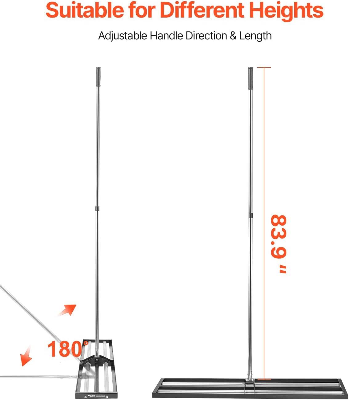 image:imageVEVOR Lawn Leveling Rake 48x10 Level Lawn Tool HeavyDuty Lawn Leveler with 78 Steel Extended Handle Yard Leveling Rake Suit for Garden Golf Lawn Farm Green48x10